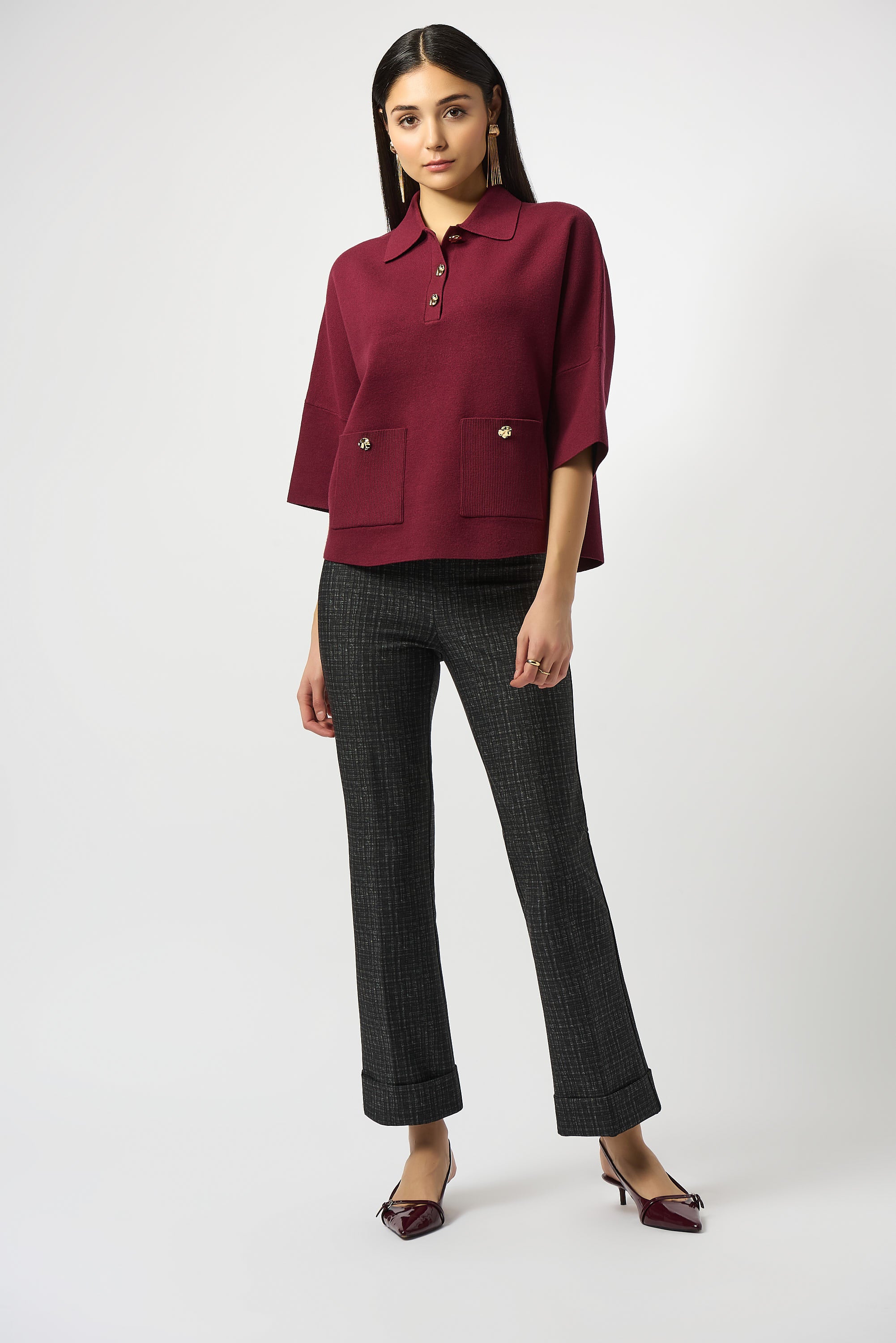 Joseph Ribkoff Heavy Knit Pull-On Flare Pants