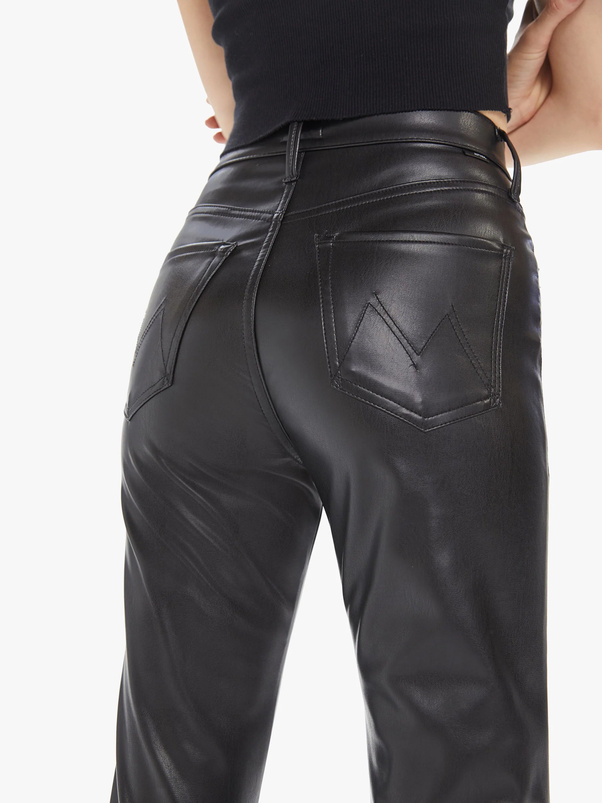 Mother High Waisted Faux Leather Rider Ankle Pant
