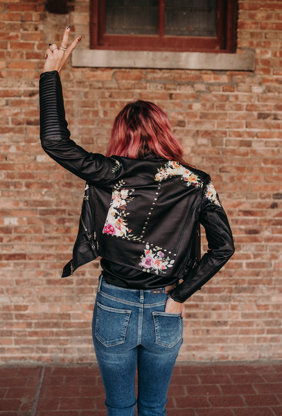 JAKETT Harley Floral Leather Moto Jacket