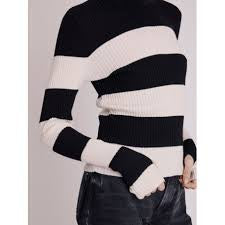 Berenice ALMI Pullover | Striped stand-up jumper