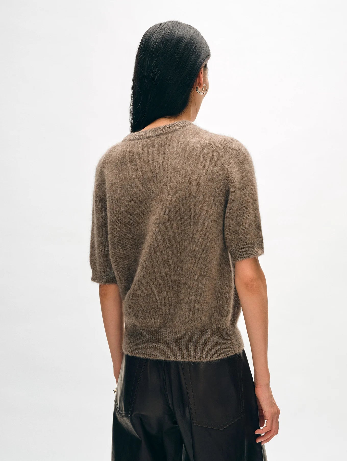 White + Warren Brushed Cashmere Tee Taupe