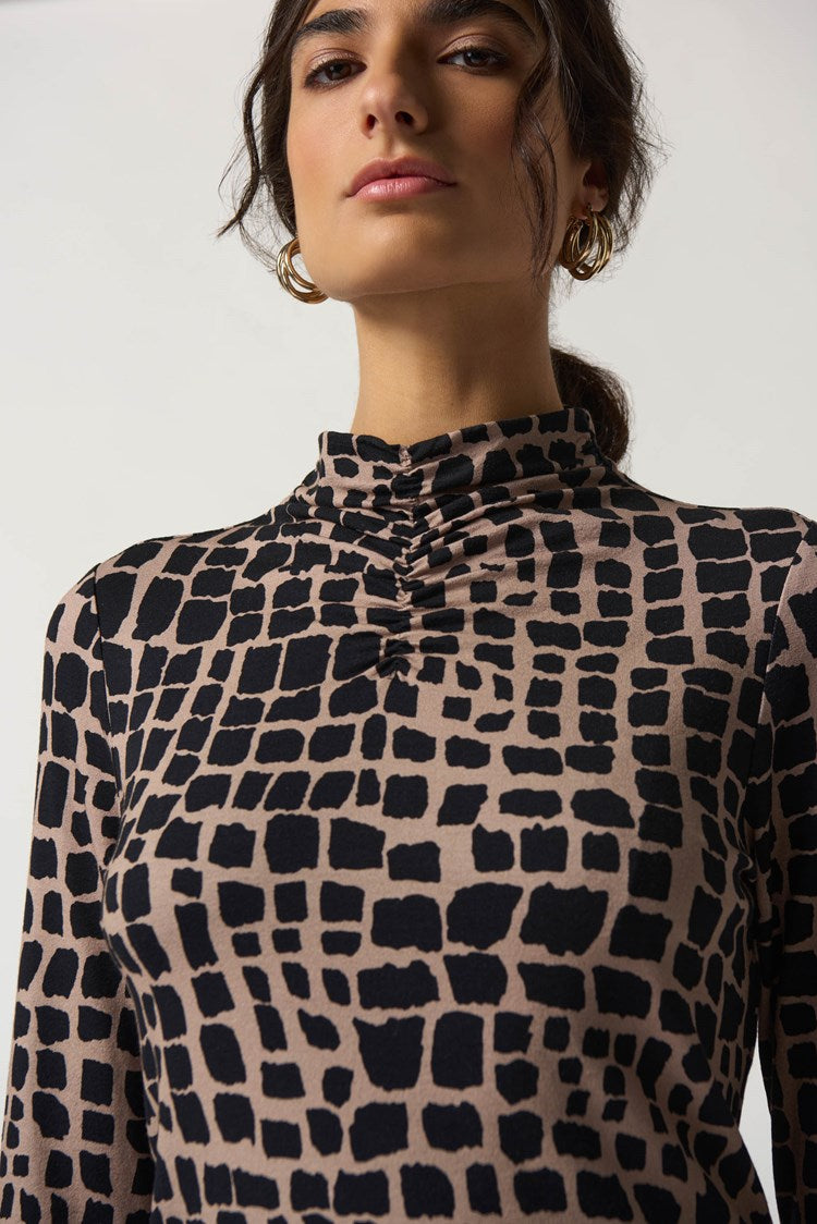Joseph Ribkoff Mock Neck Animal Print Top