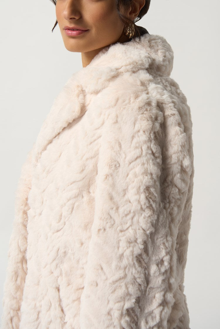 Joseph Ribkoff Faux Fur Coat in Cream