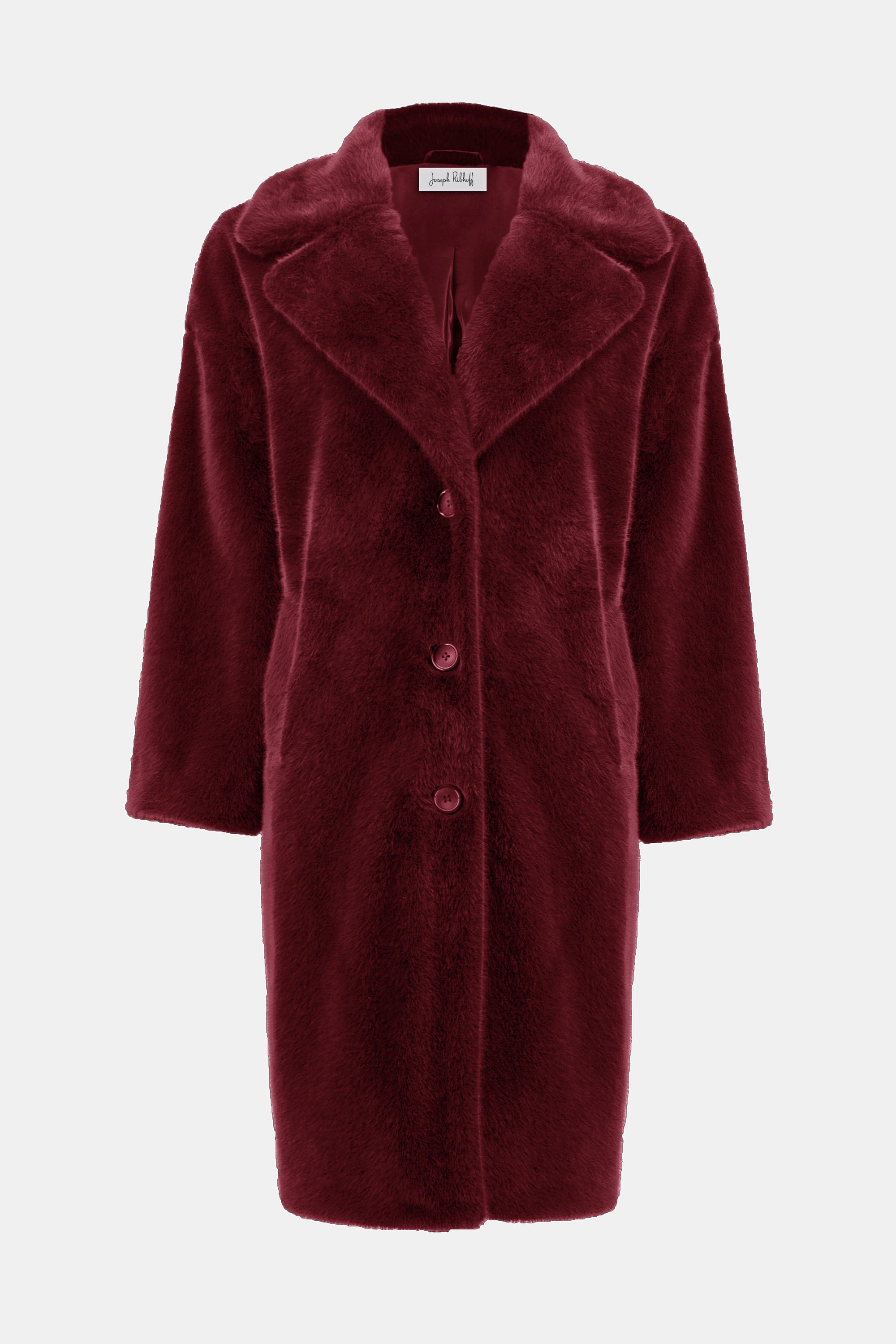 Joseph Ribkoff Faux Fur Straight Coat Merlot