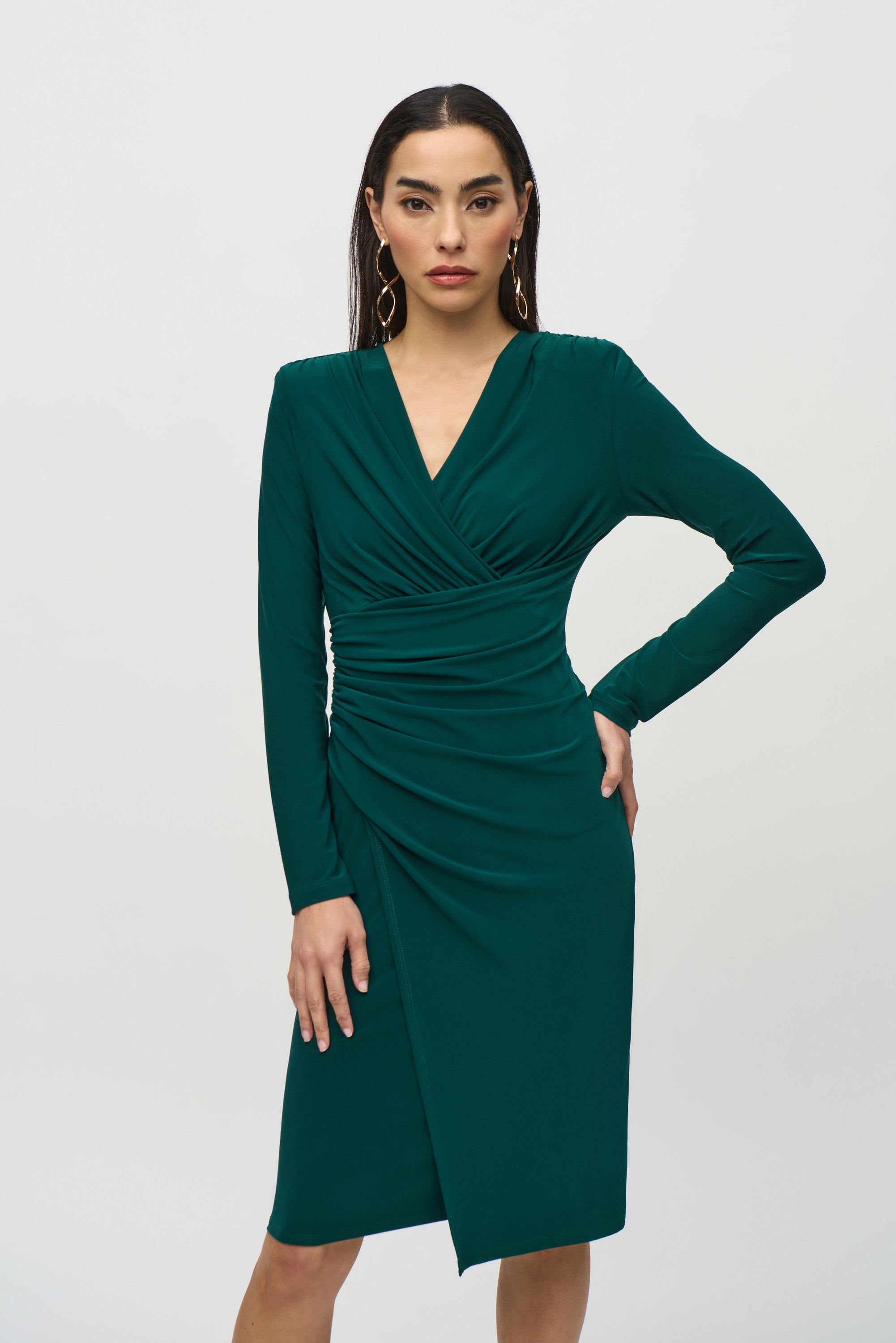 Joseph Ribkoff Silky Knit Wrap Dress Absolute Green