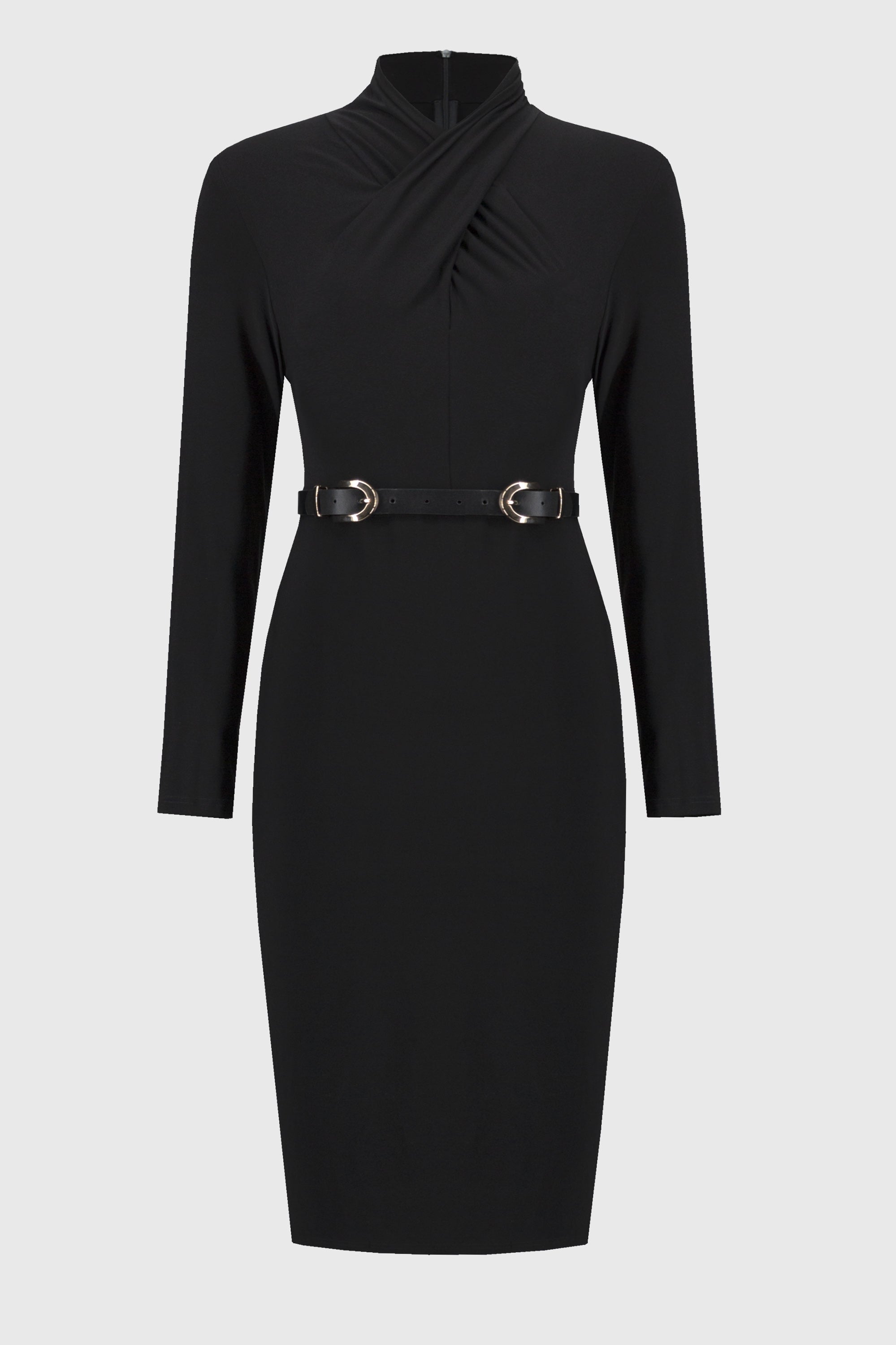 Joseph Ribkoff Silky Knit Belted Sheath Dress Black