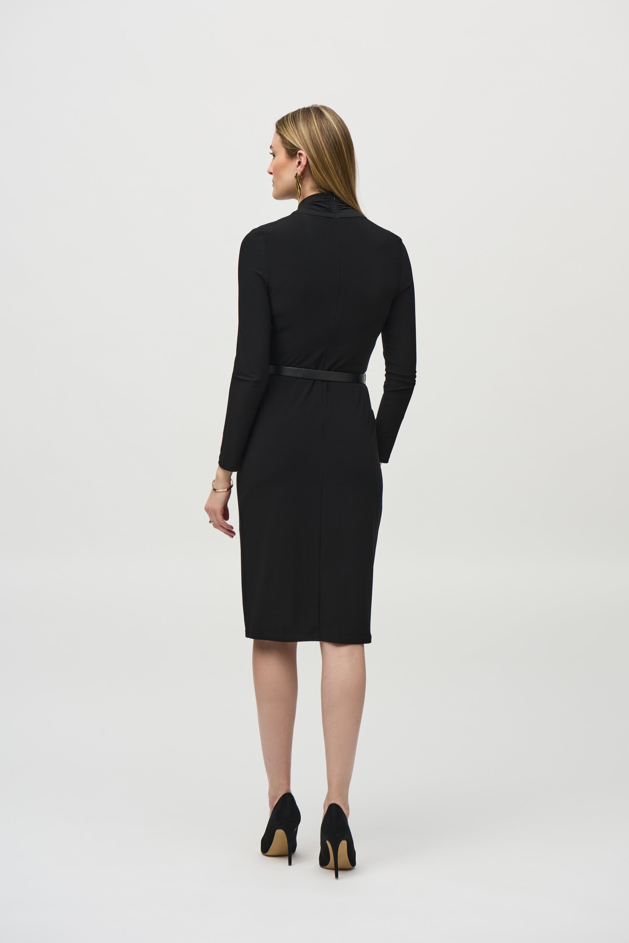 Joseph Ribkoff Silky Knit Belted Sheath Dress Black