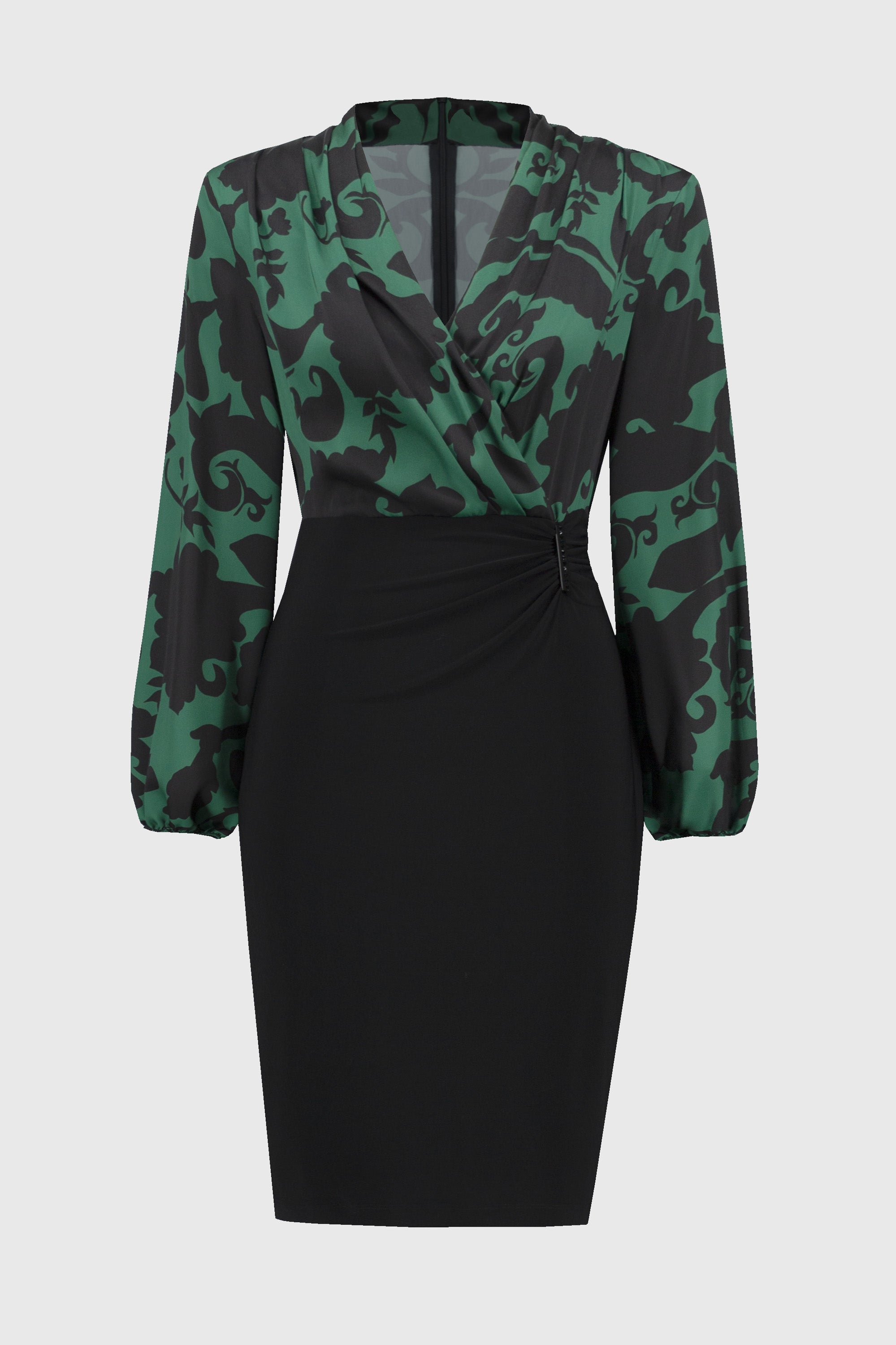 Joseph Ribkoff Silky Knit And Satin Paisley Sheath Dress