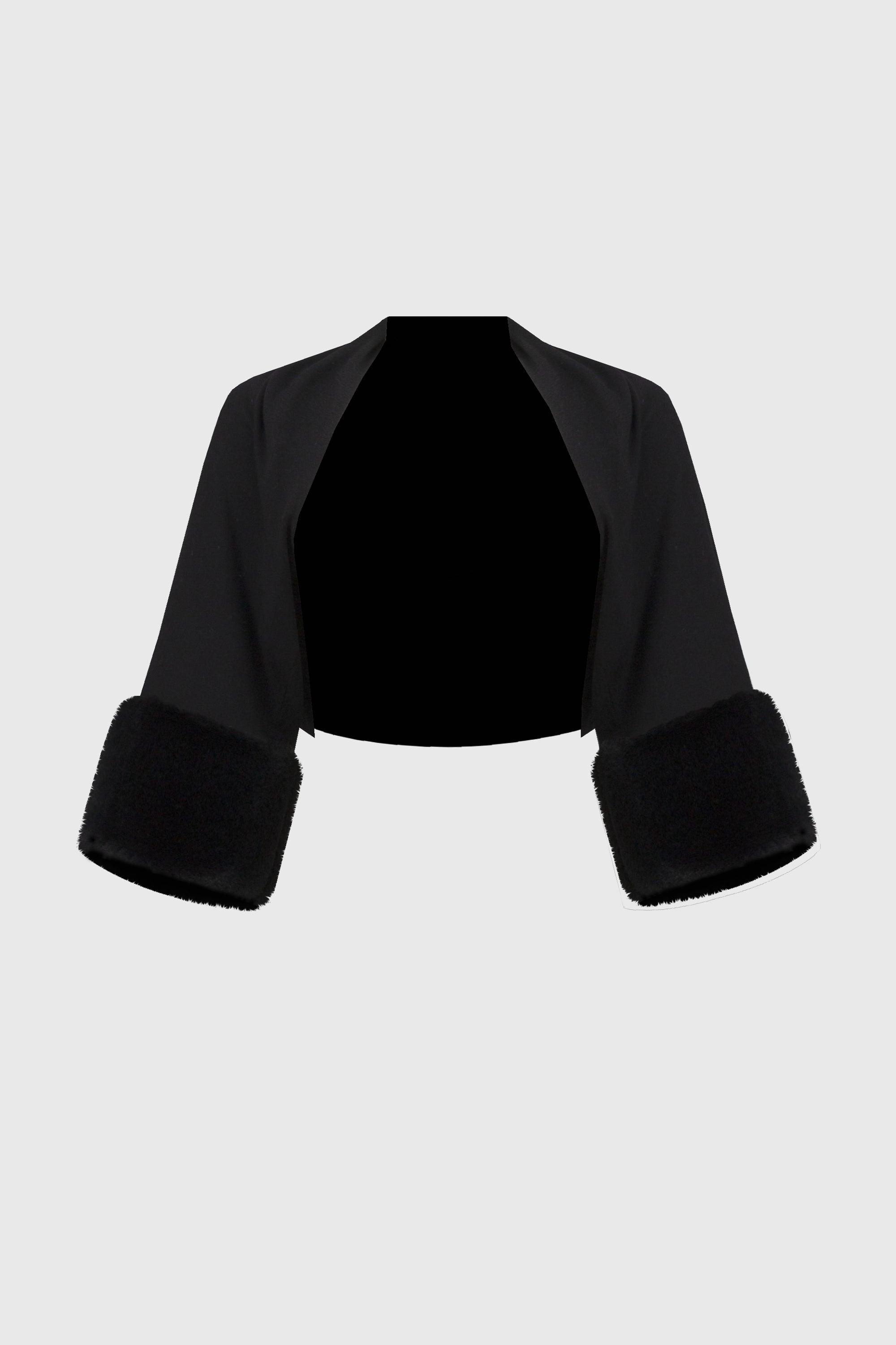 Joseph Ribkoff Sweater Knit Bolero With Faux Fur Trim