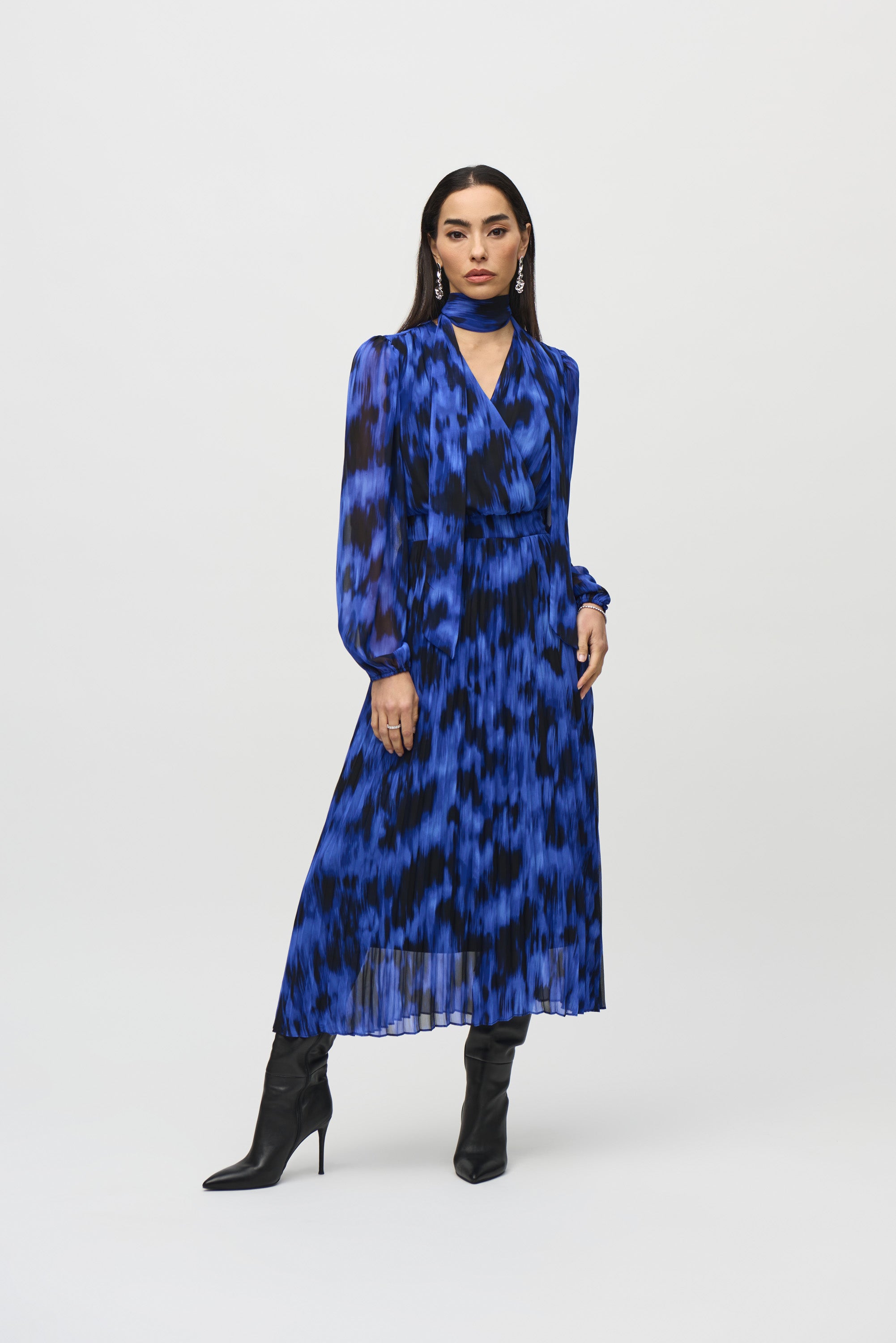 Joseph Ribkoff Chiffon Abstract Print Midi Dress