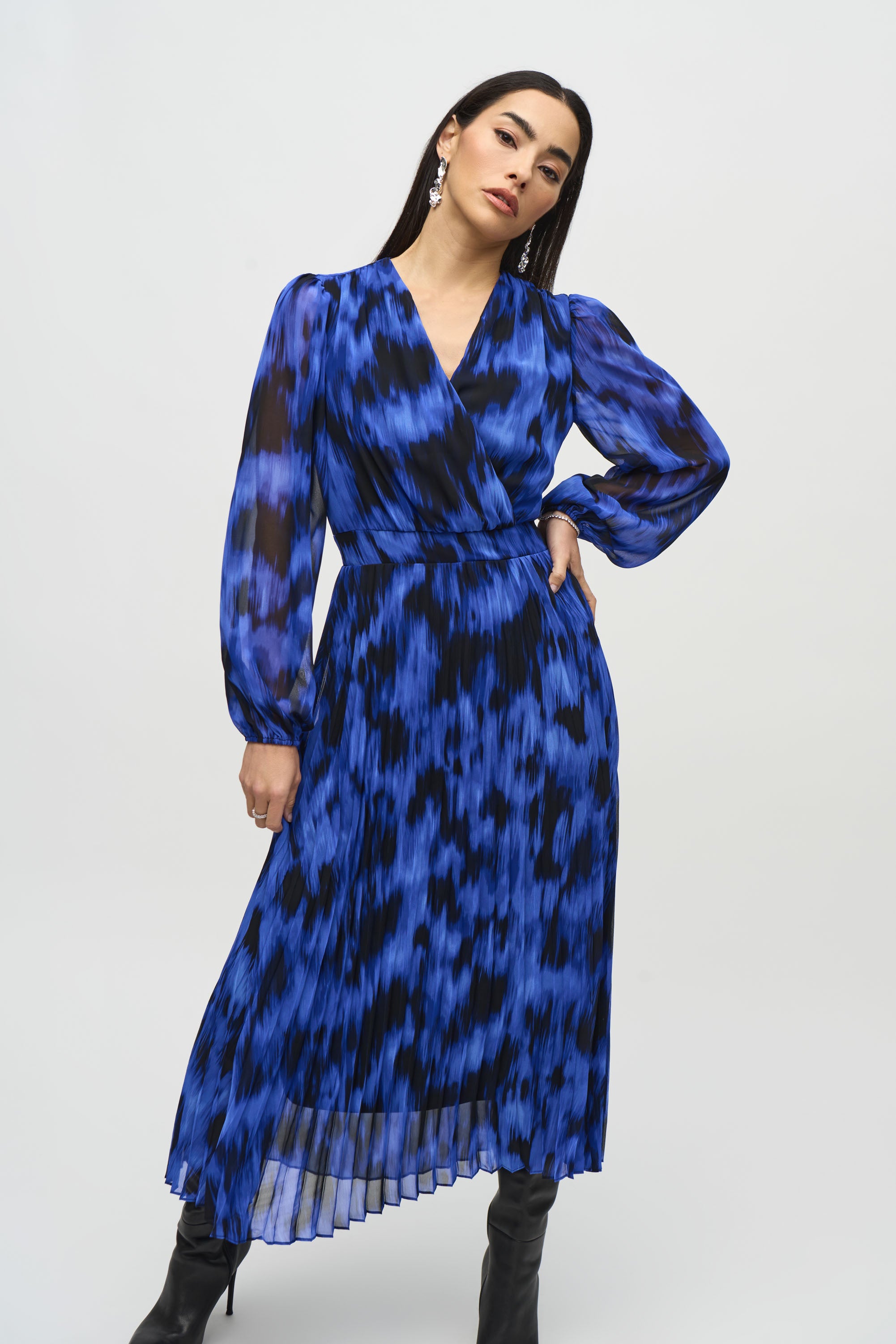 Joseph Ribkoff Chiffon Abstract Print Midi Dress