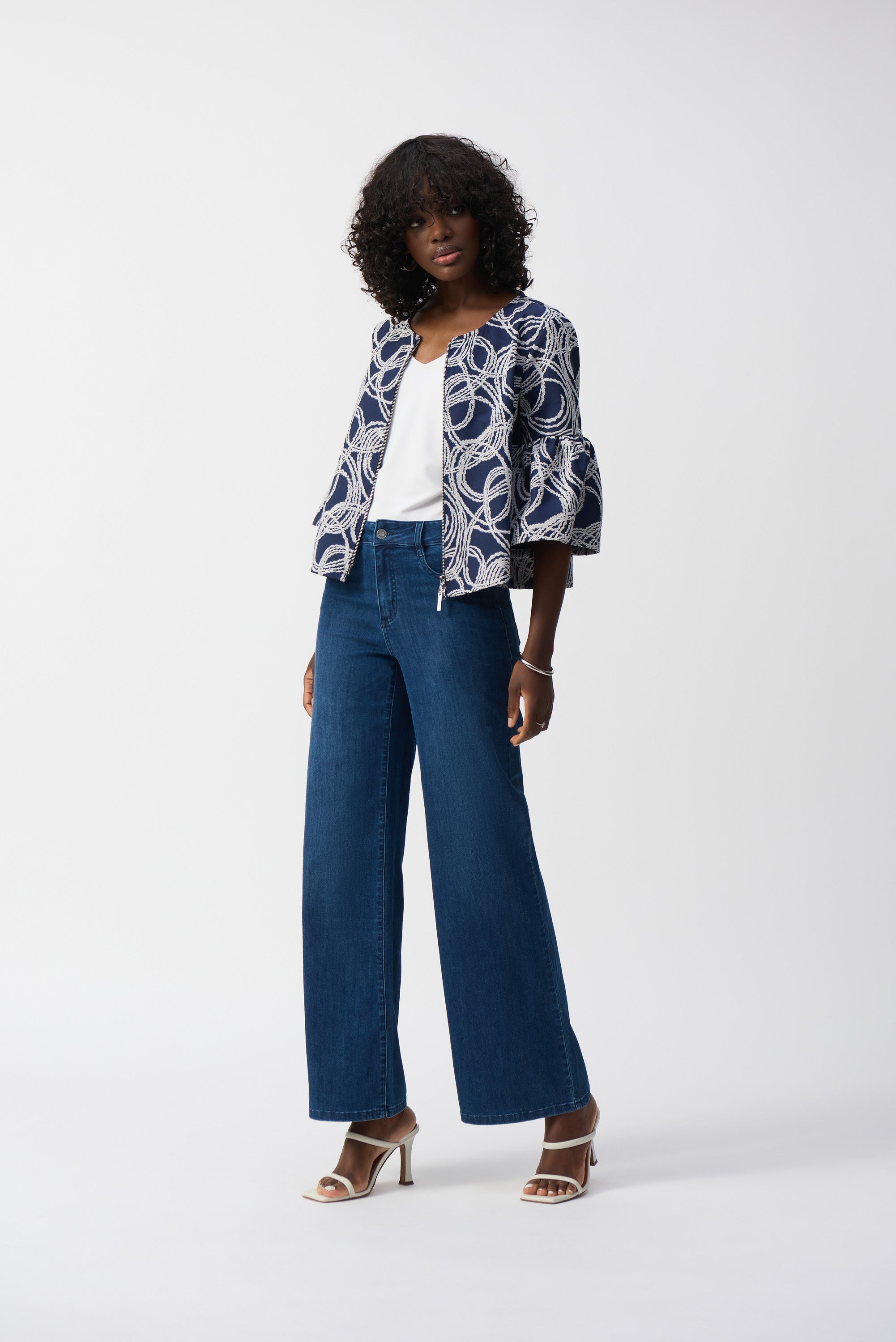 Joseph Ribkoff Goldie | Classic Wide-Leg Stretch Jeans Medium Blue