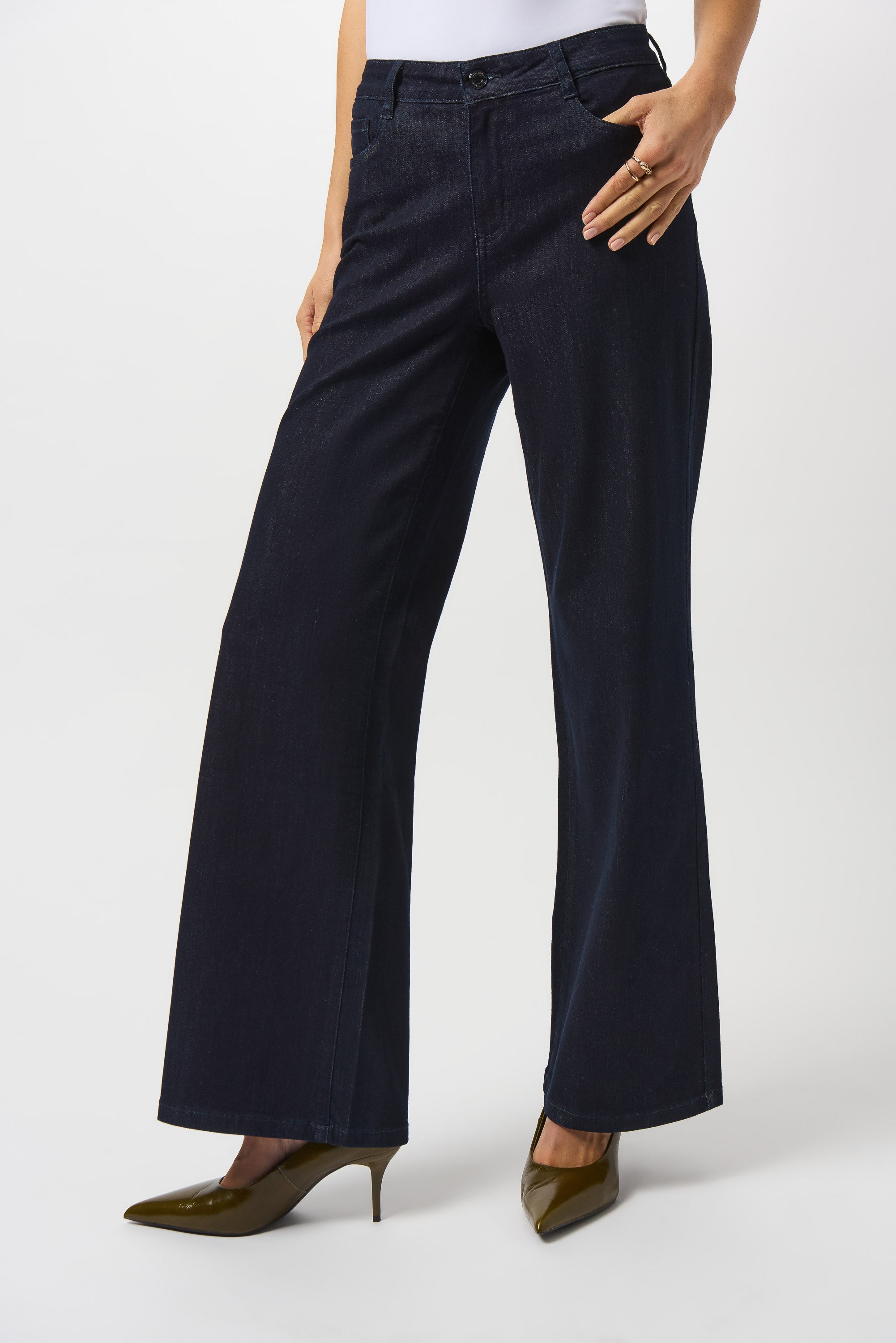 Joseph Ribkoff Goldie | Classic Wide-Leg Stretch Jeans Dark Blue