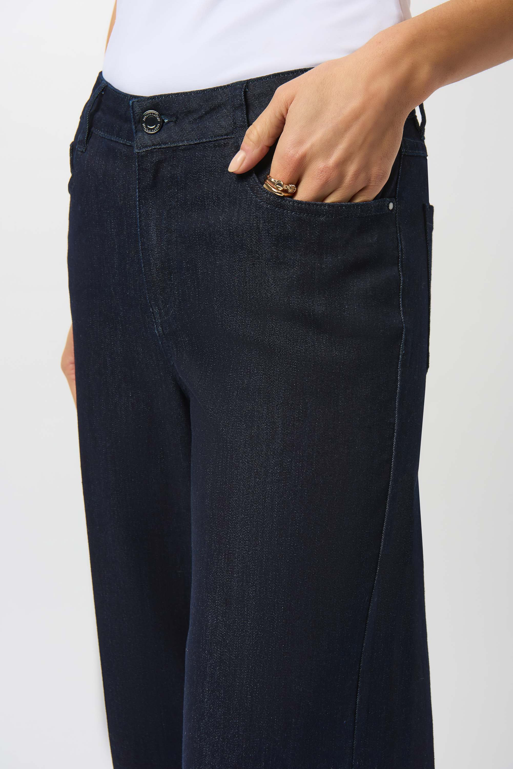 Joseph Ribkoff Goldie | Classic Wide-Leg Stretch Jeans Dark Blue