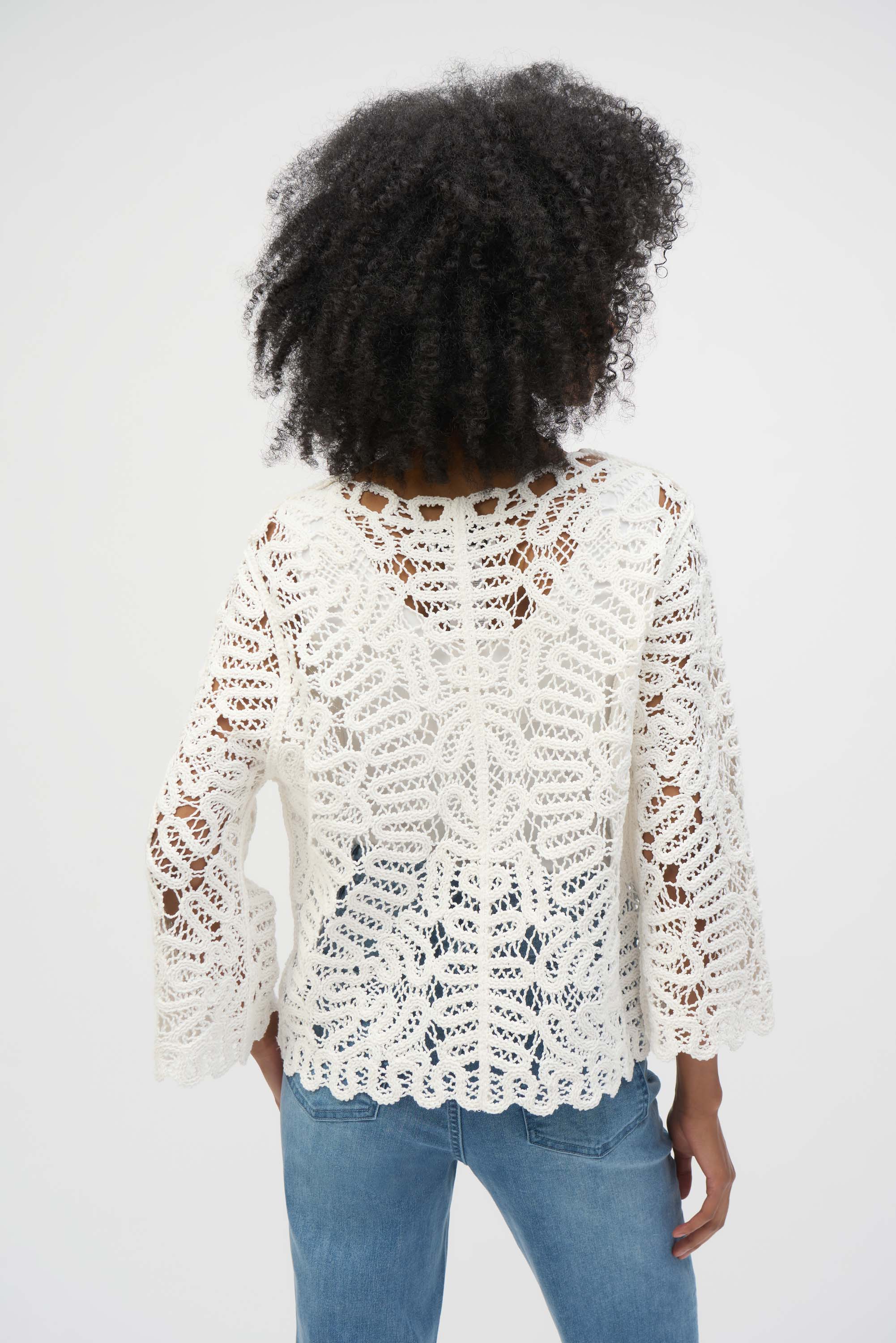 Joseph Ribkoff Crochet Sweater Knit Cover-Up