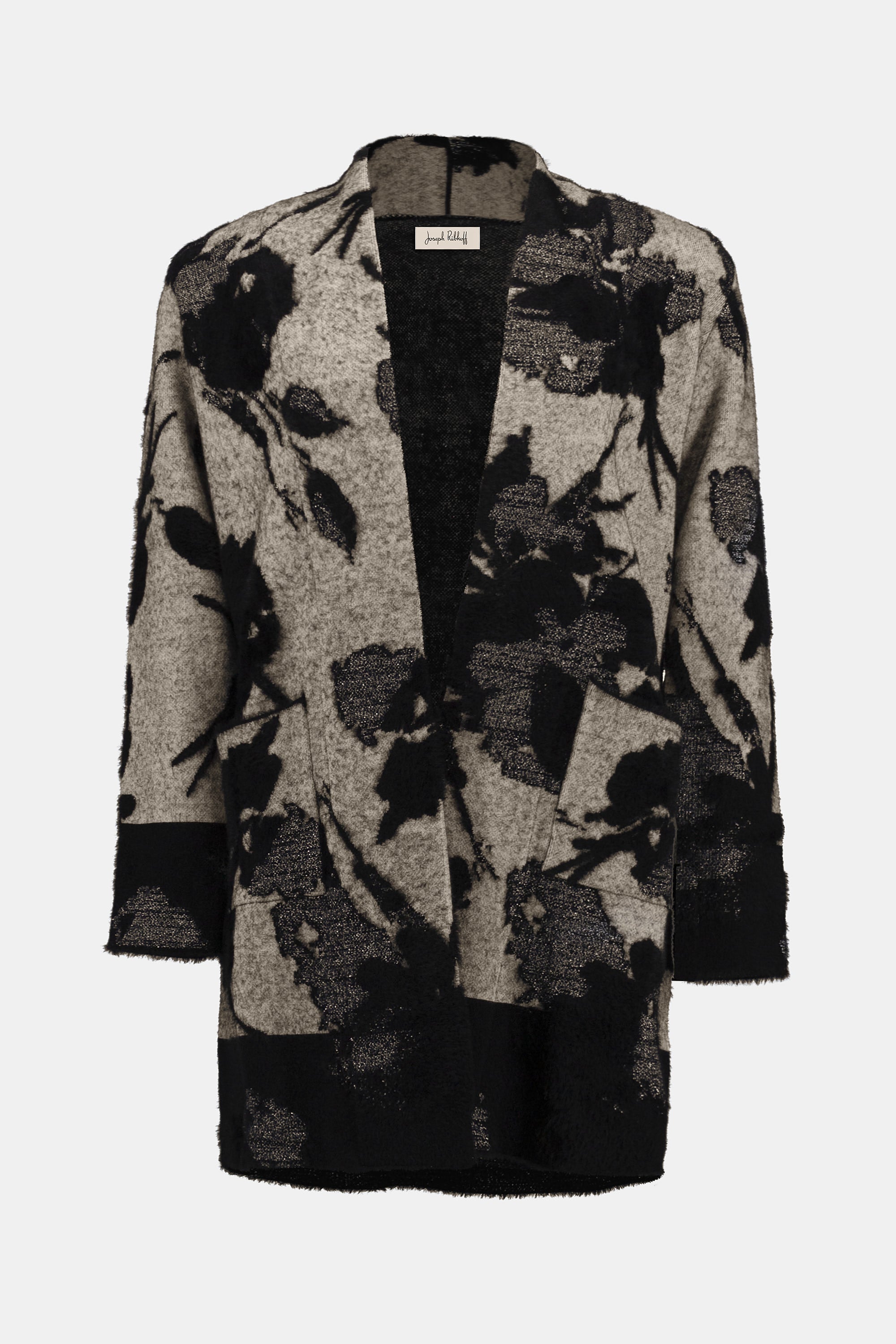 Joseph Ribkoff Abstract Jacquard Sweater Knit Long Cardigan