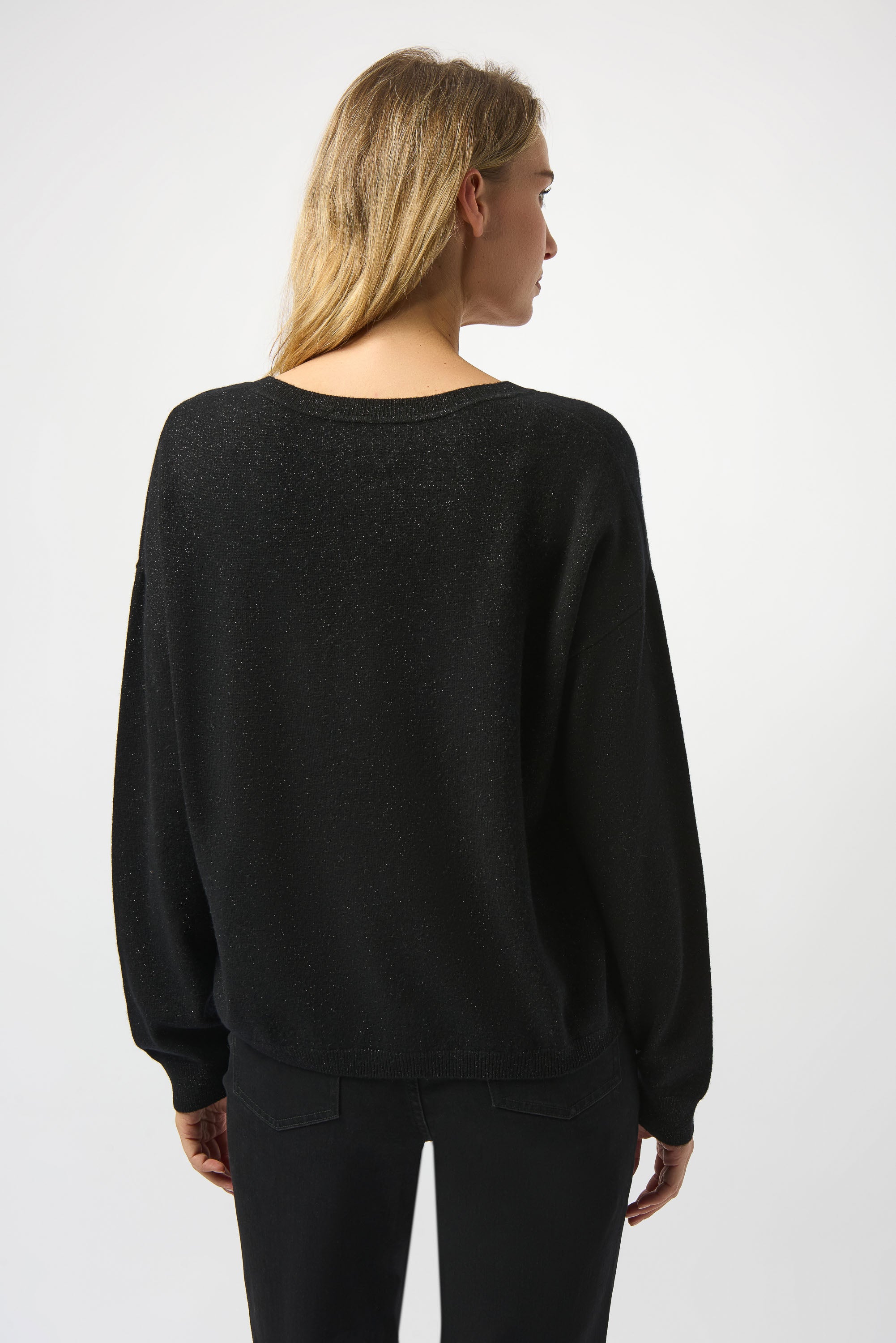 Joseph Ribkoff Wool Blend V-Neck Boxy Sweater Black