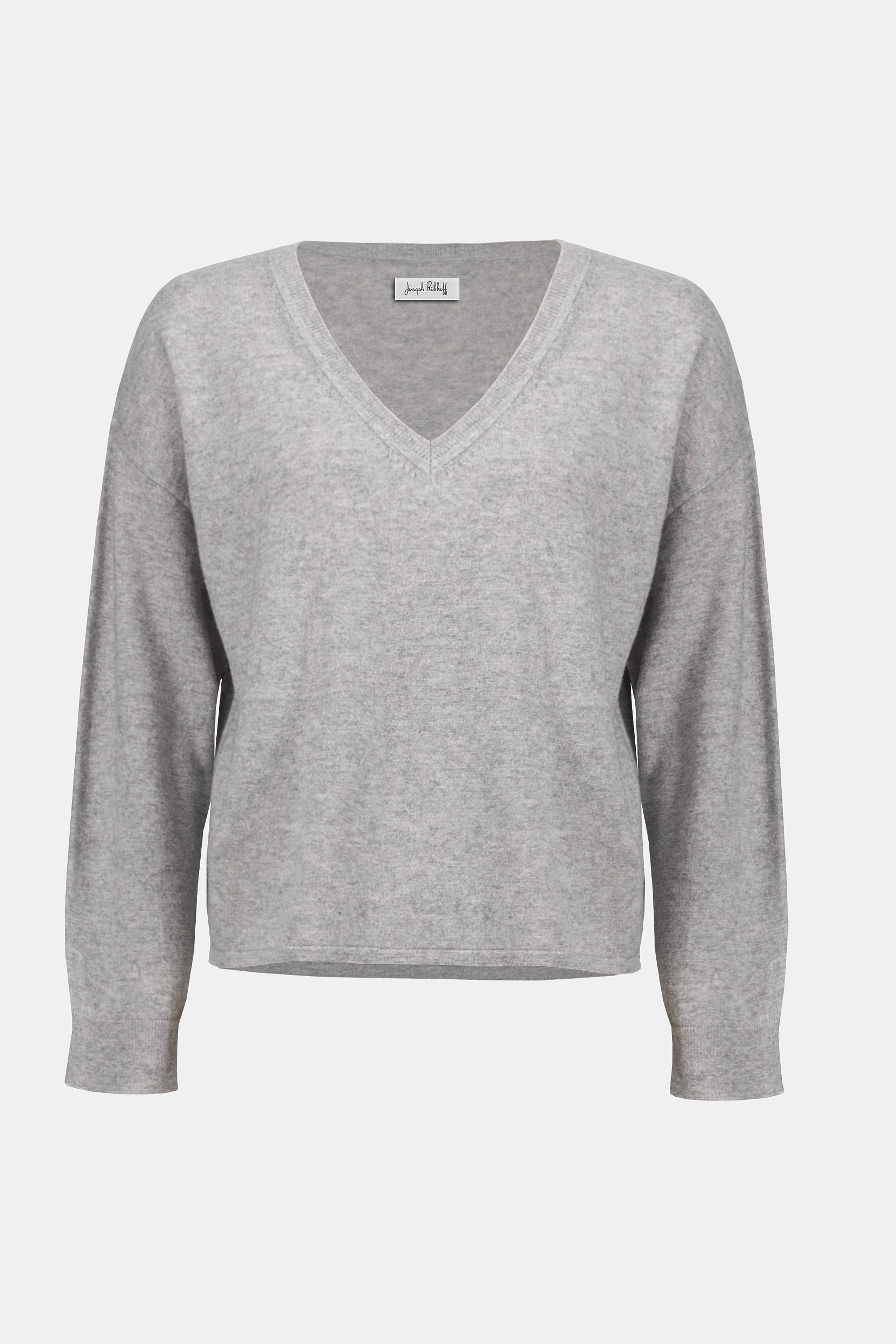 Joseph Ribkoff Wool Blend V-Neck Boxy Sweater Light Grey
