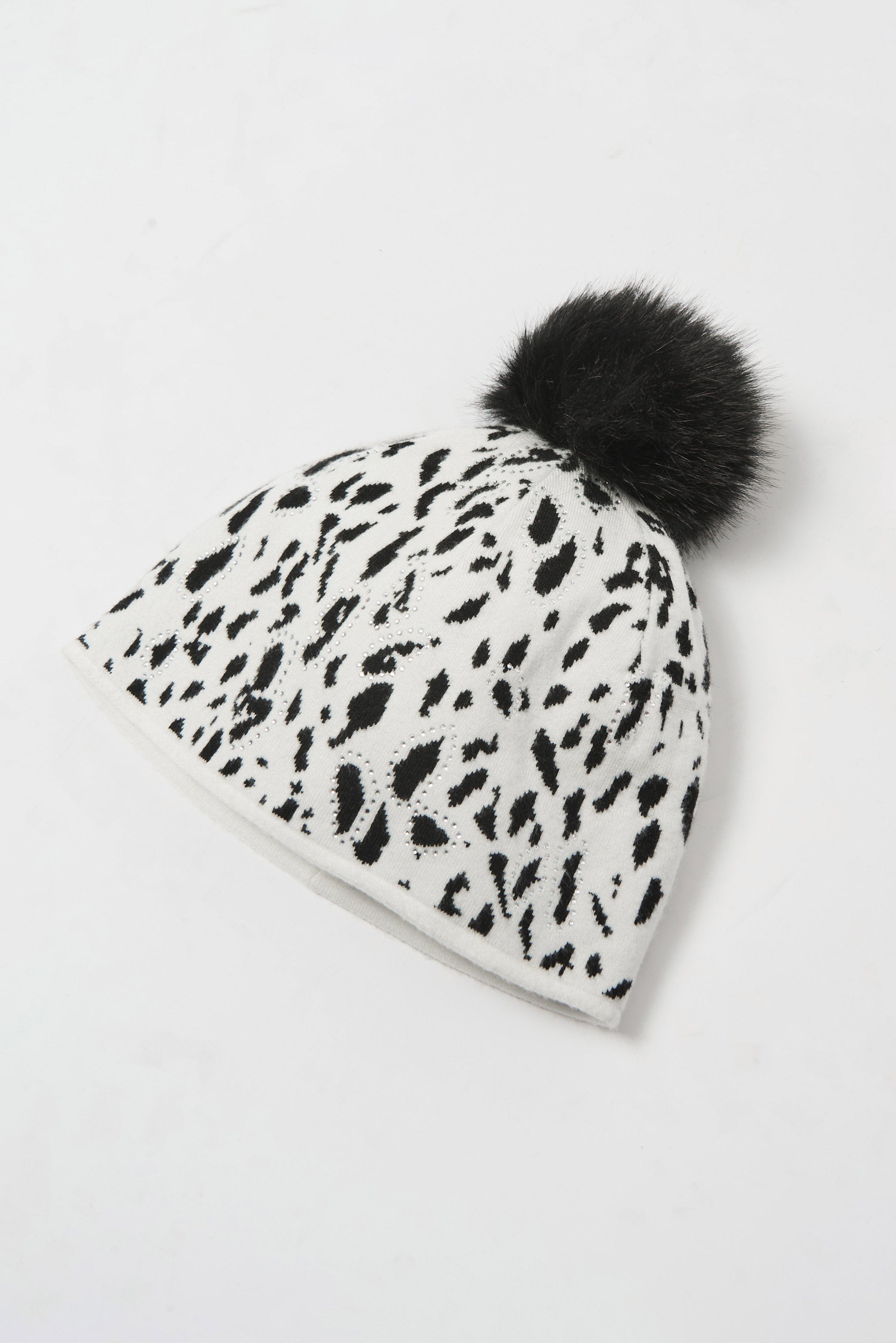 Joseph Ribkoff Knitted Animal Print Pompom Hat