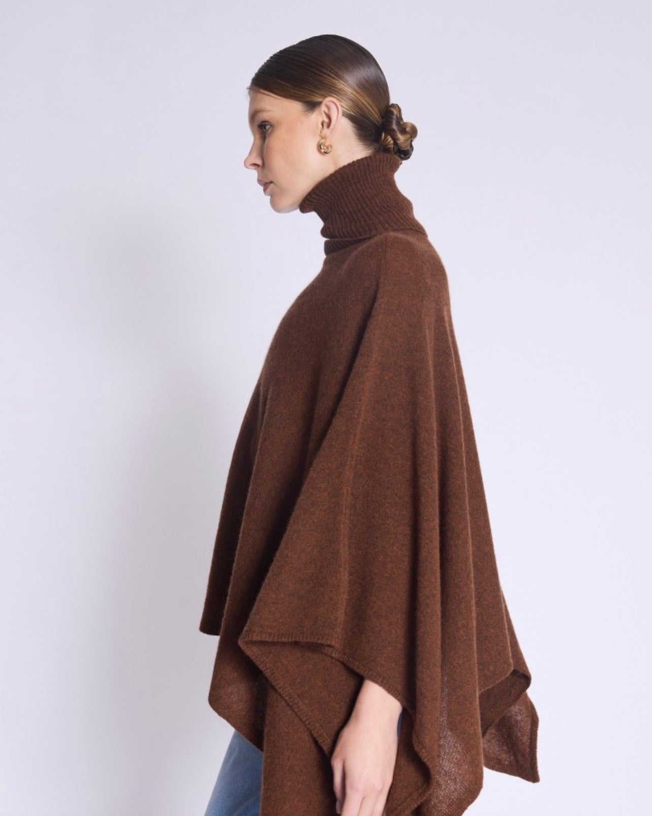 Berenice Pull Poncho Col Roule Brownie