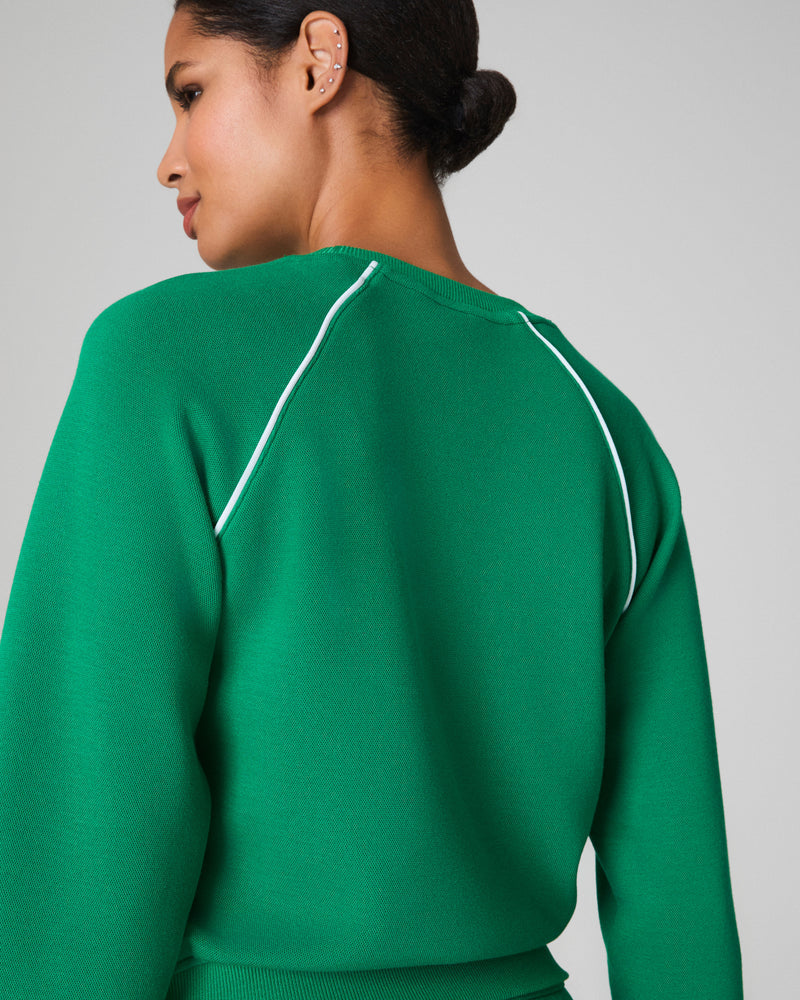 SPANX® AirEssentials Pique Long Sleeve Crewneck Top Field Green