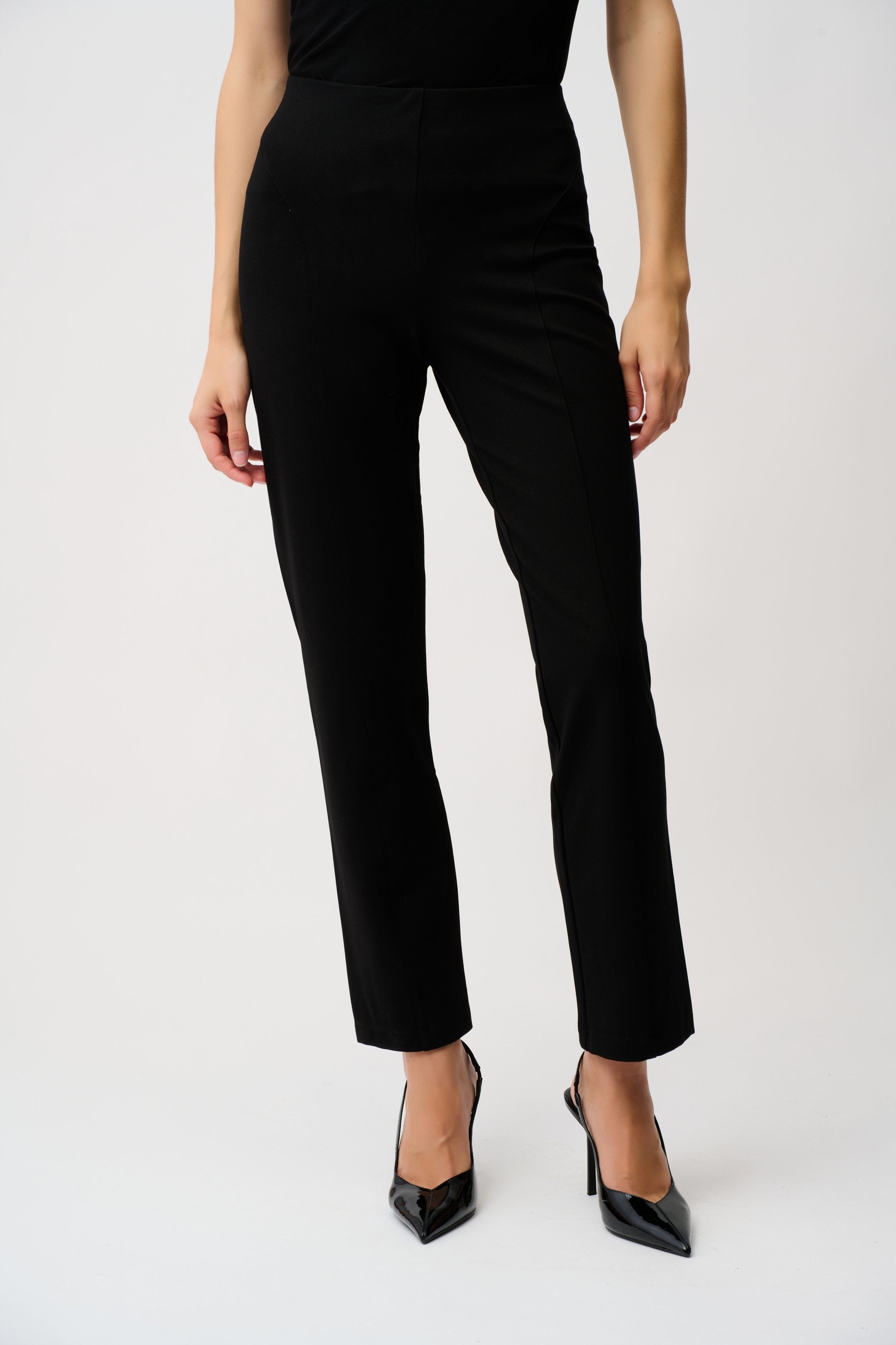 Joseph Ribkoff Heavy Knit Slim Fit Pull-On Pants Black