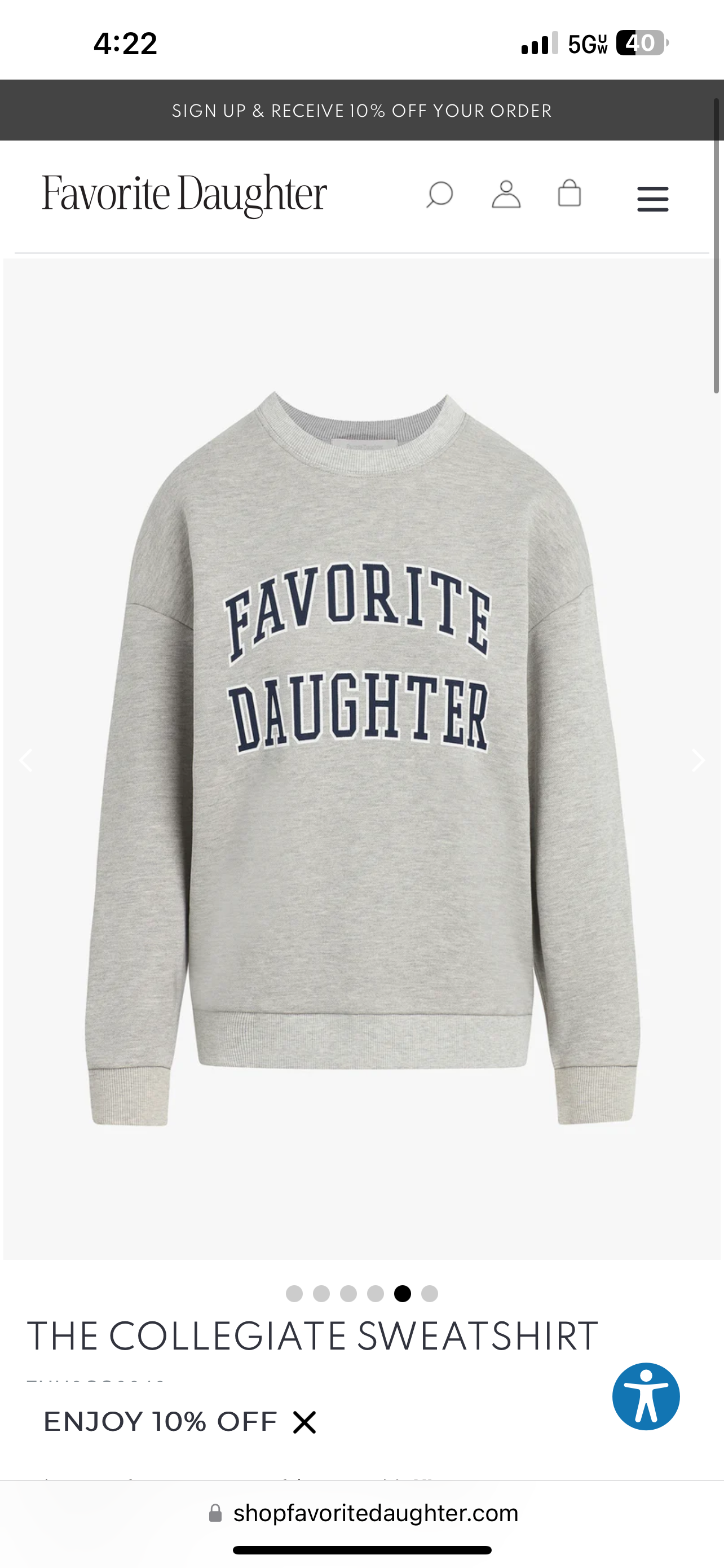 Favorite Daughter Collegiate Sweatshirt Heather Grey w/Navy