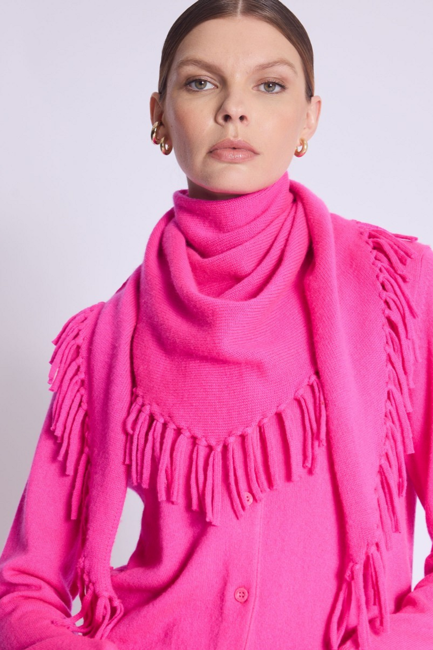 Berenice OFRINGES Scarf | Pink Wool and Cashmere Fringed Scarf