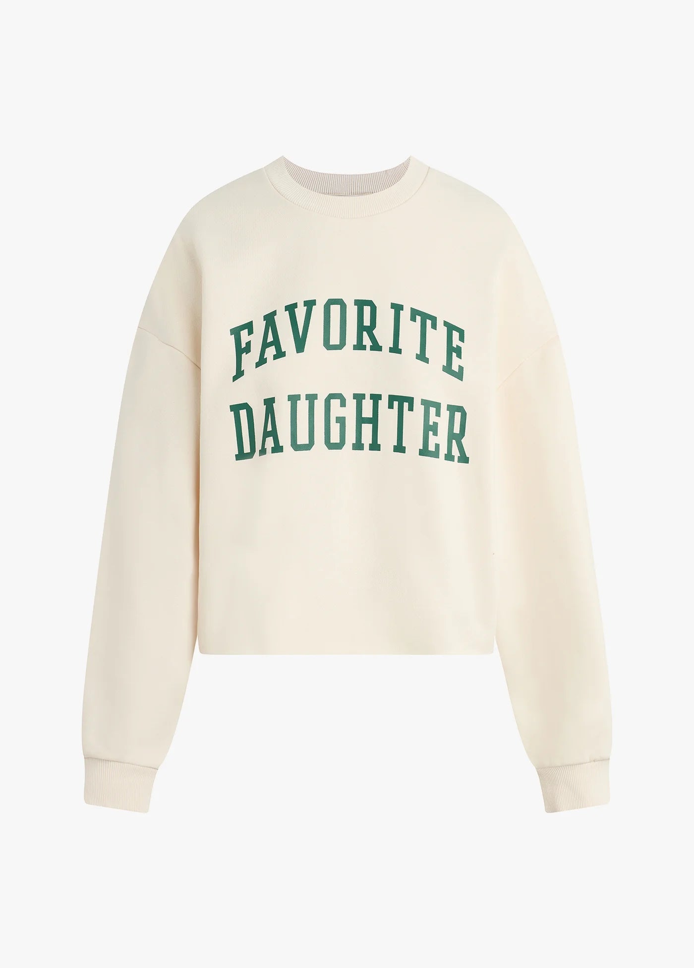 Favorite Daughter Cropped Collegiate Sweatshirt Gardenia w/Emerald