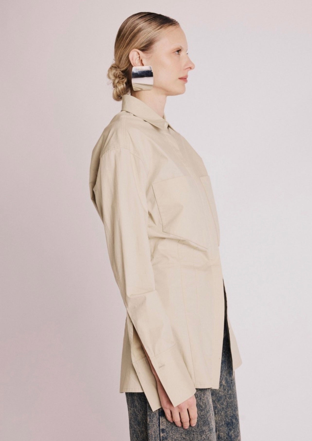 Berenice CURTIS shirt | Beige slim-fit shirt