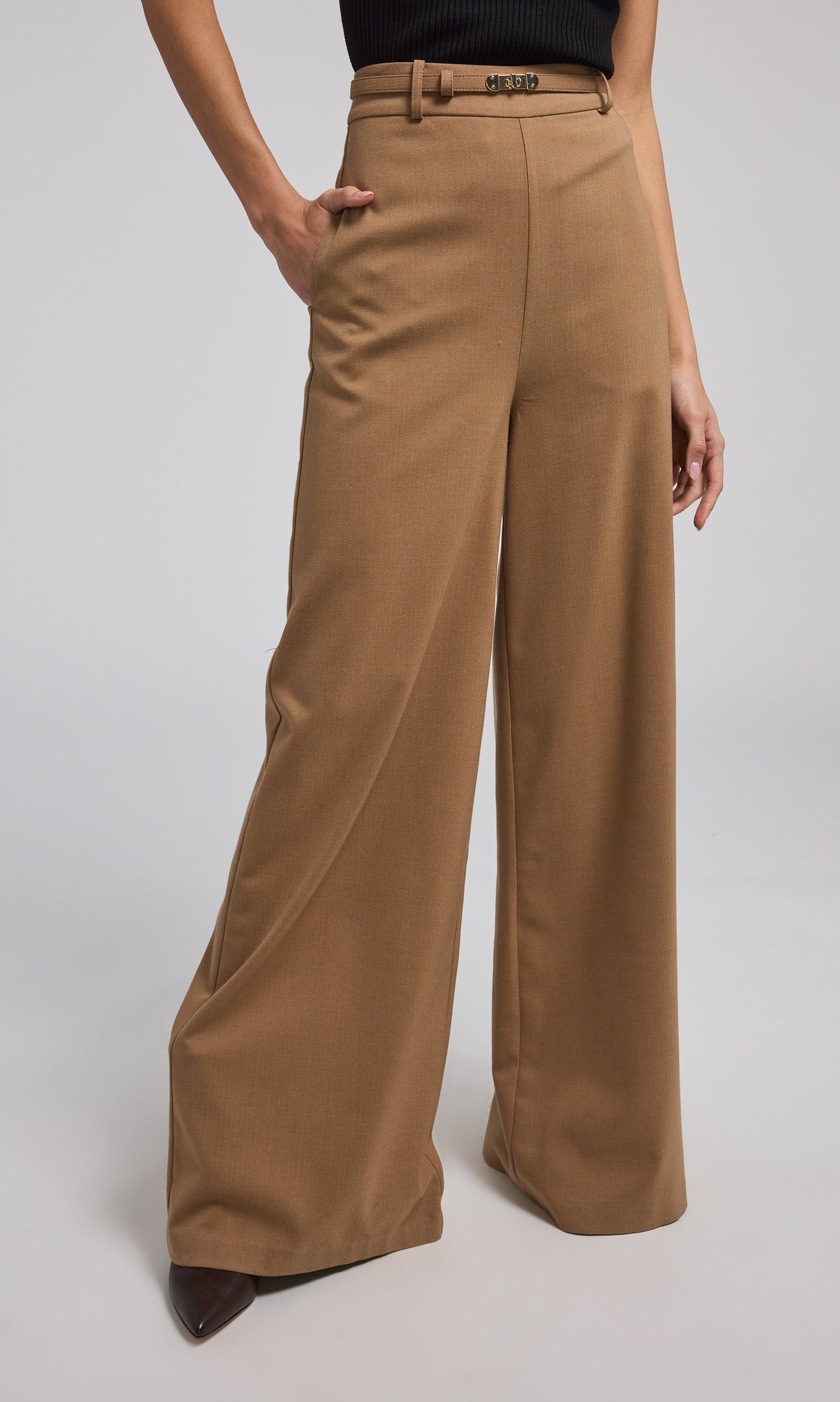 Generation Love Johanna Suiting Turn-Lock Belted Pants Camel