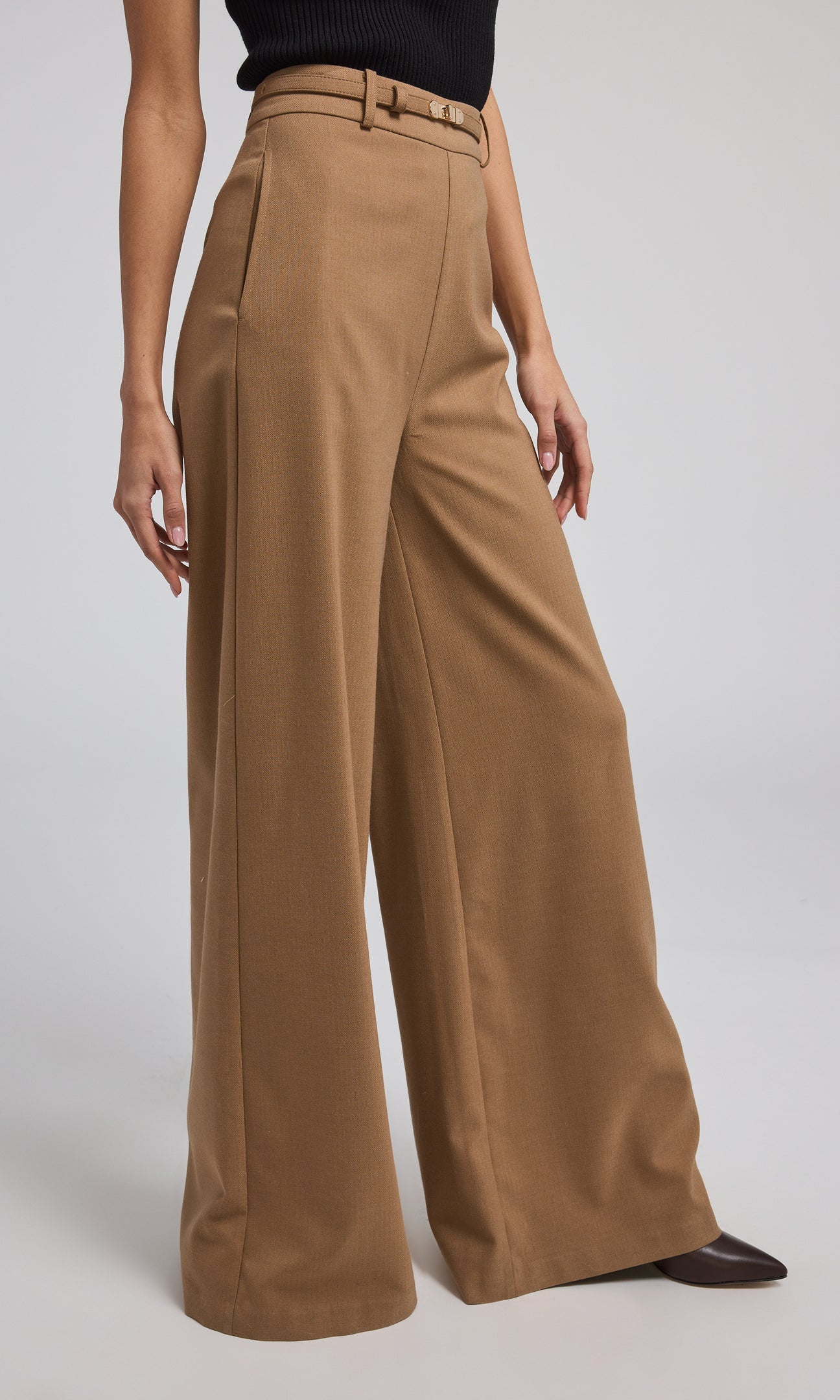 Generation Love Johanna Suiting Turn-Lock Belted Pants Camel