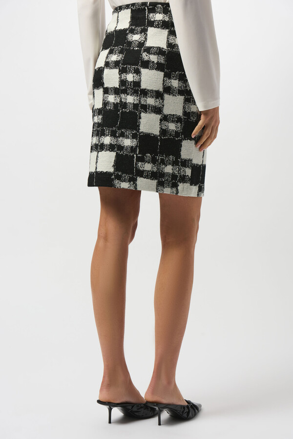 Joseph Ribkoff Jacquard Sweater Plaid Print Pull-On Skirt