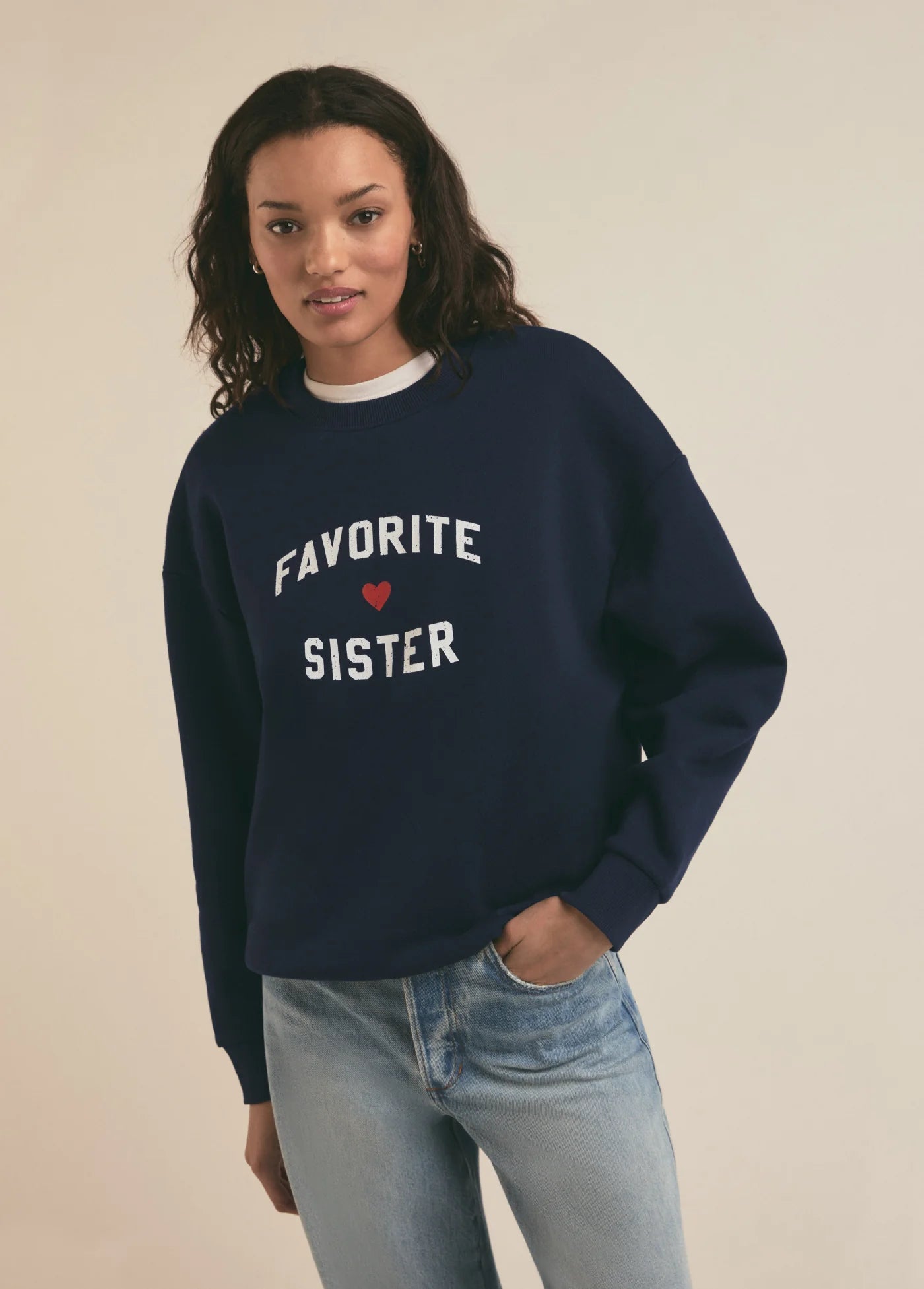 Favoite Daughter Favorite Sister Heart Logo Sweatshirt Navy