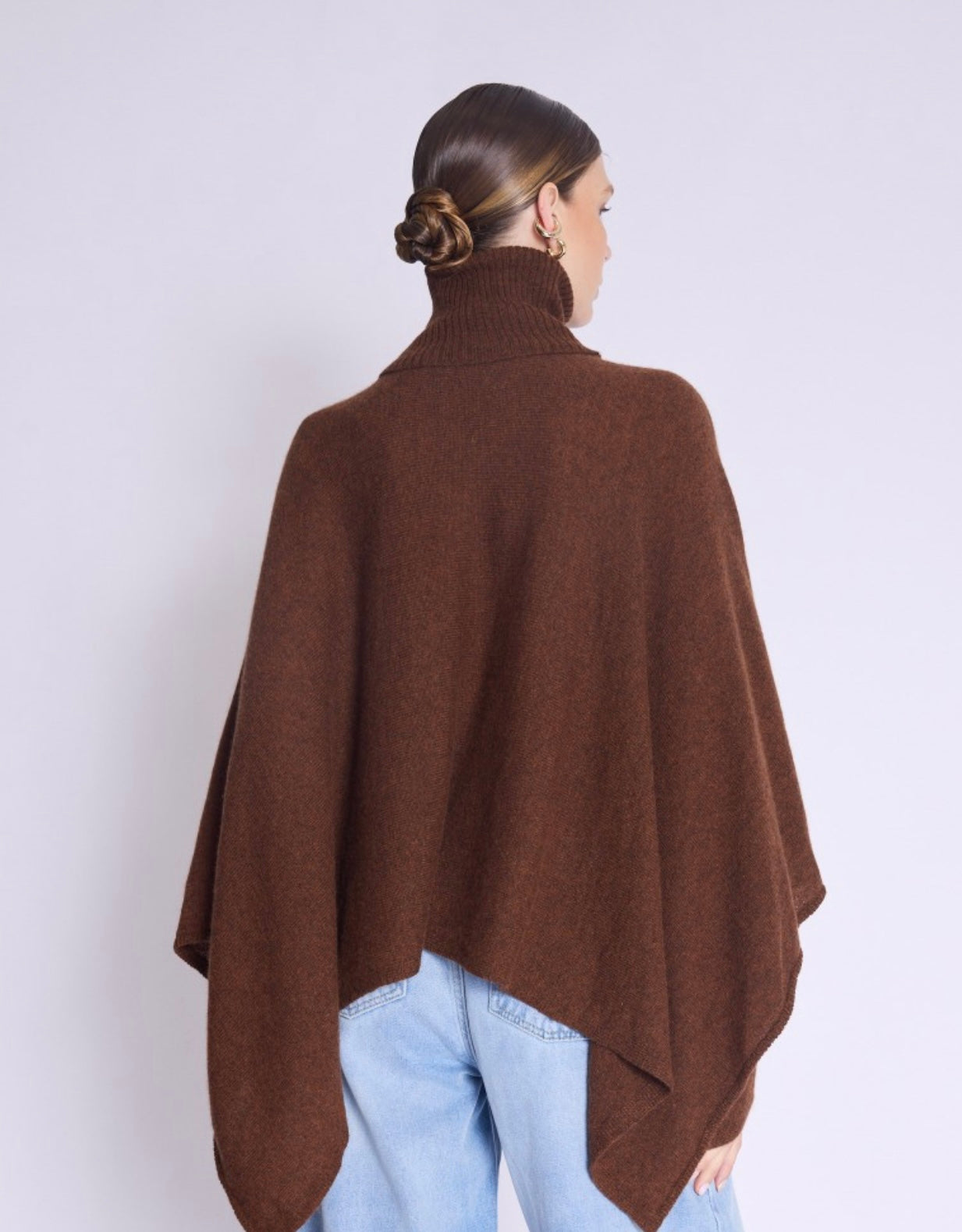 Berenice Pull Poncho Col Roule Brownie