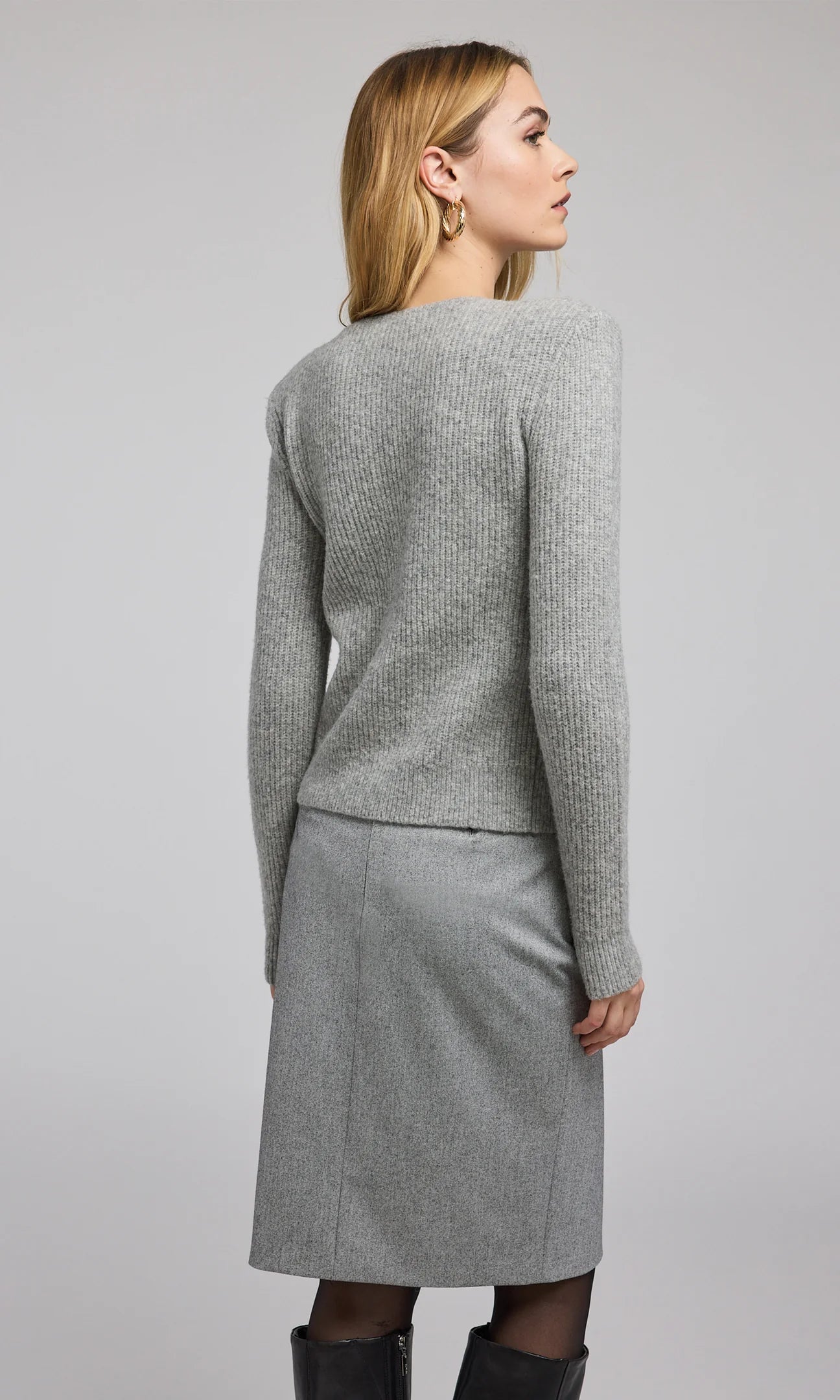 Generation Love Ellison Rib Cardigan Heather Grey