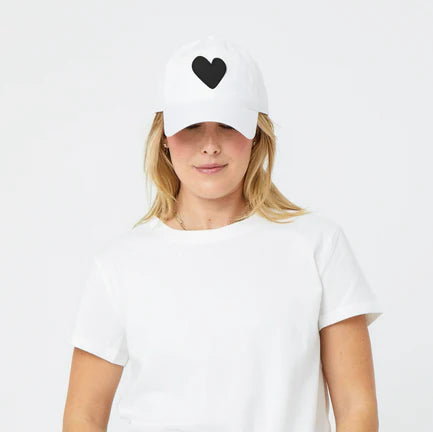 Kerri Rosenthal Baseball Hat Heart Patch White/Black