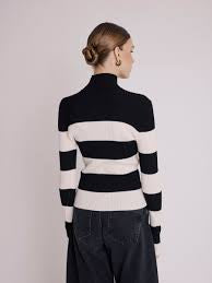 Berenice ALMI Pullover | Striped stand-up jumper