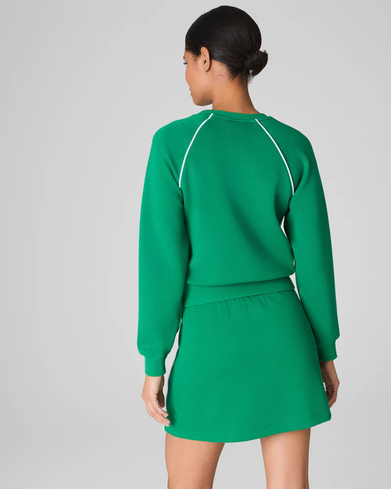 SPANX® AirEssentials Pique Long Sleeve Crewneck Top Field Green