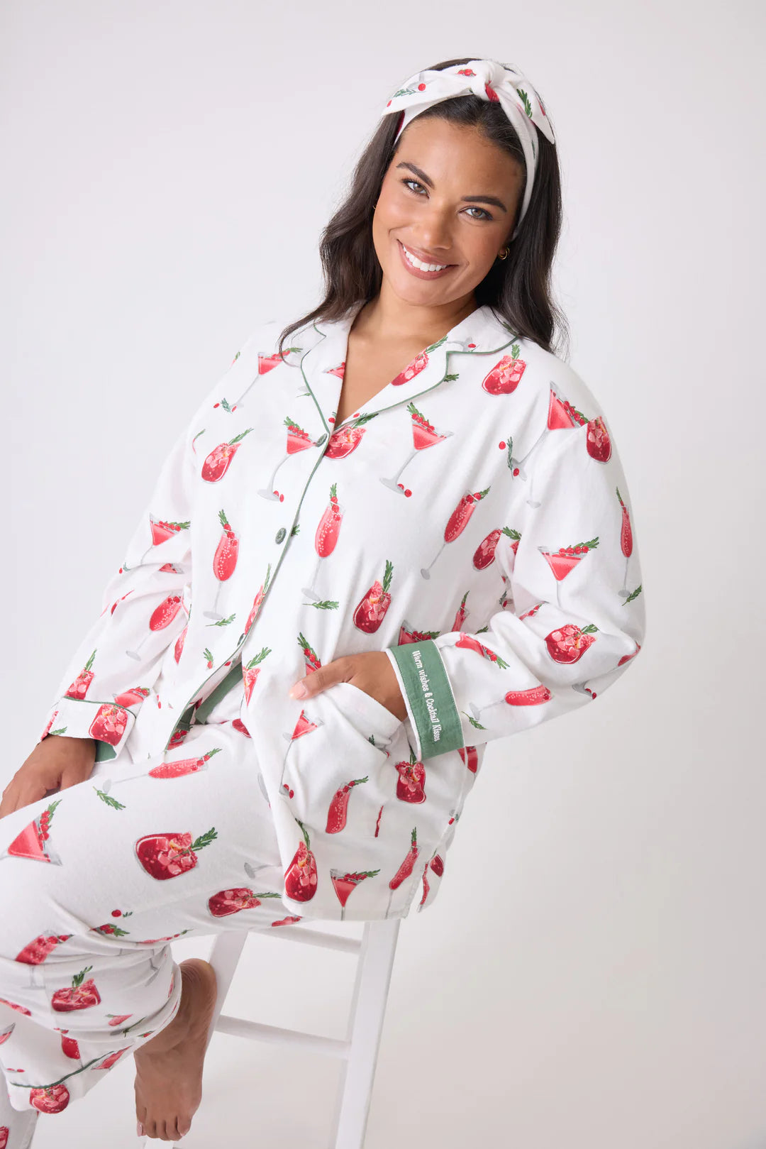 PJ Salvage Cranberries & Cocktails Flannel PJ Set