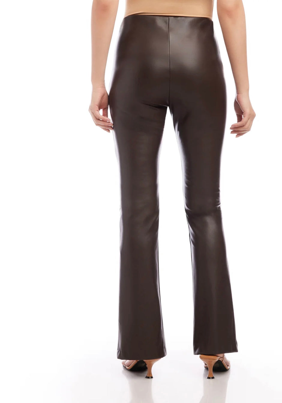 Fifteen Twenty Front Slit Pants in Brown Faux Leather