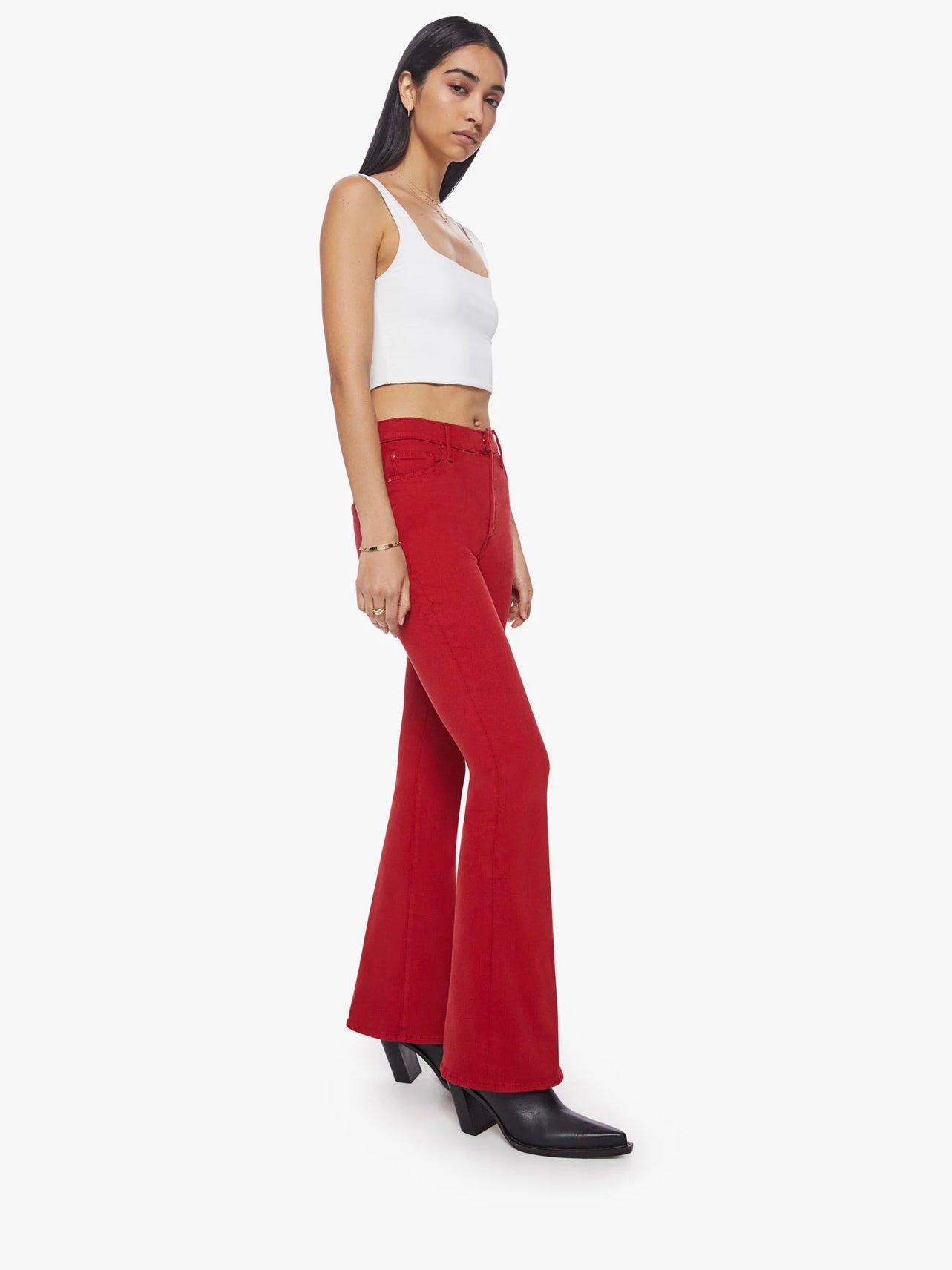 Mother Denim HW Weekender Skimp in Haute Red