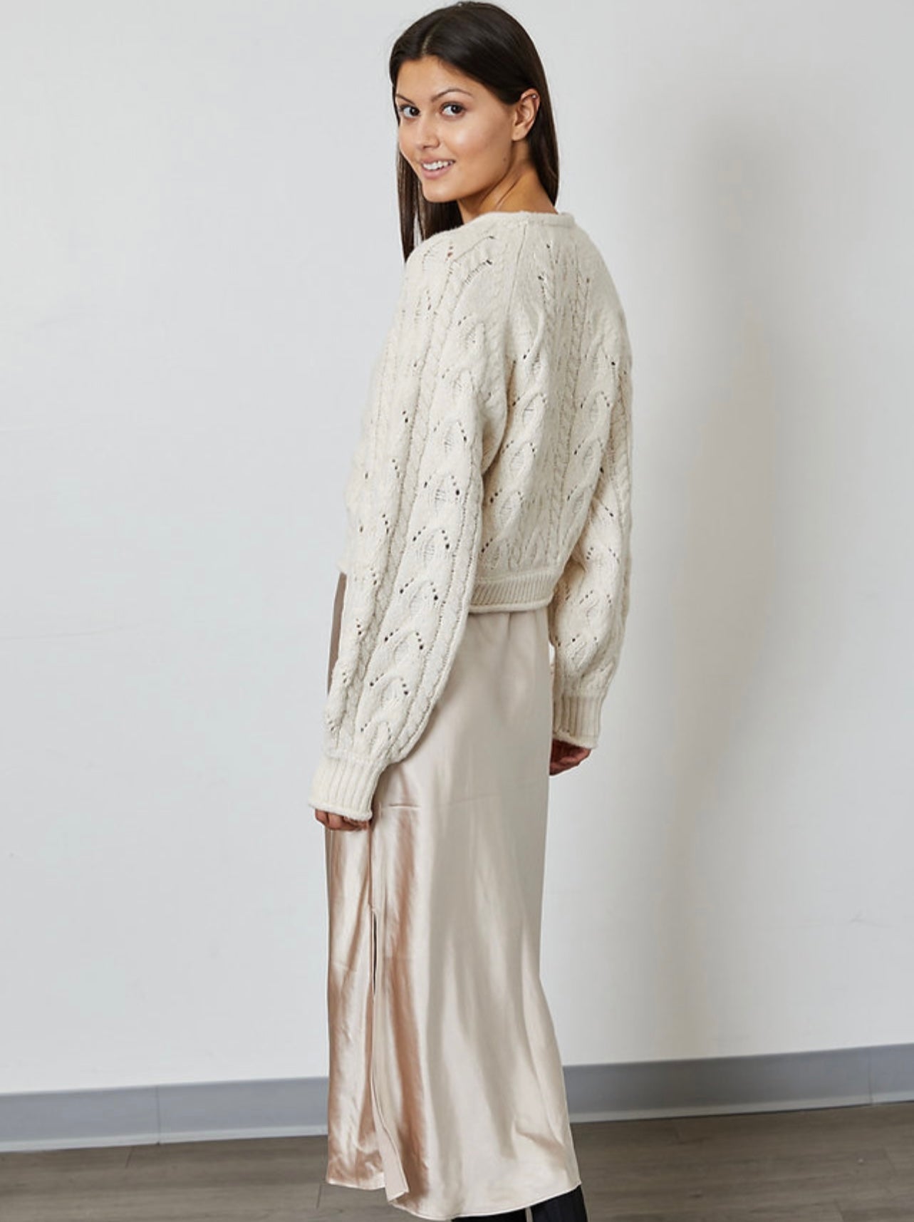 dh New York Emi Sweater / Silk Dress Combo in Ivory