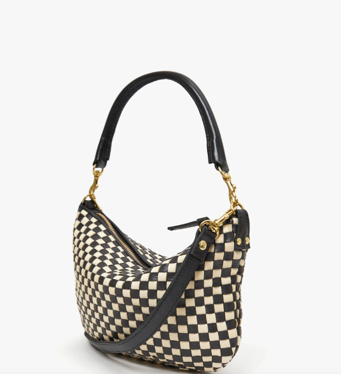 Clare V. Checkered Woven Leather Belt Bag