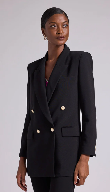 Women's black double breasted sales blazer with gold buttons