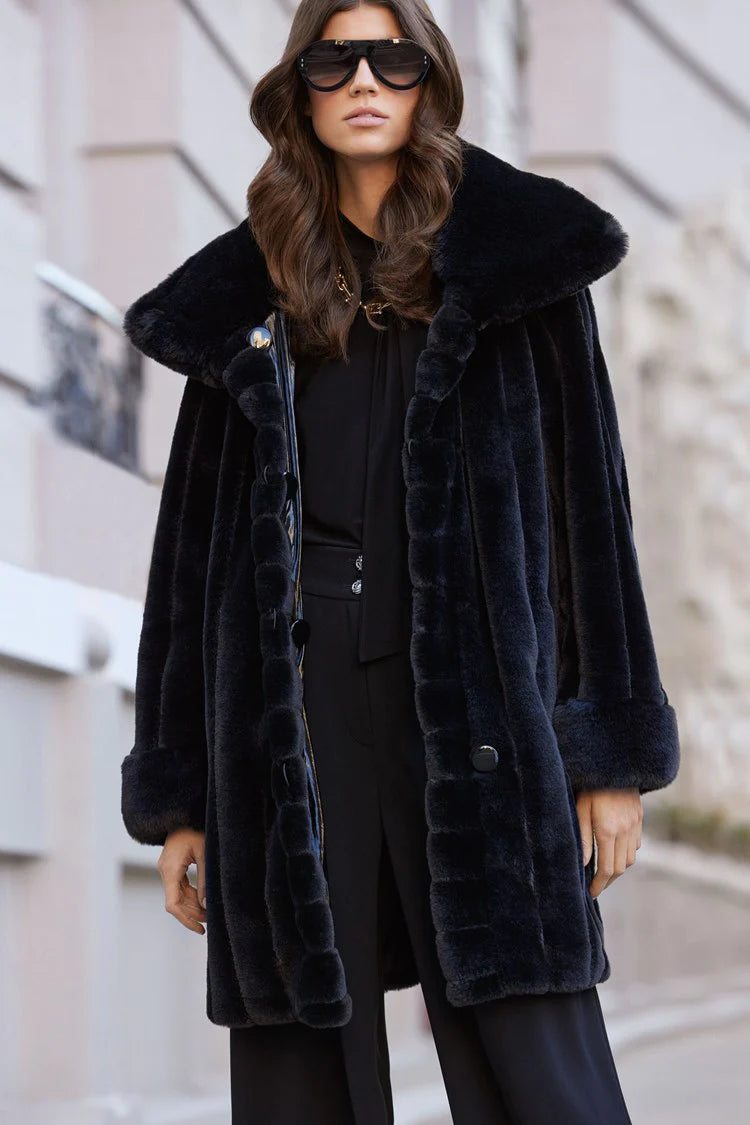 Joseph Ribkoff Faux Fur Reversible Black Puffer Coat