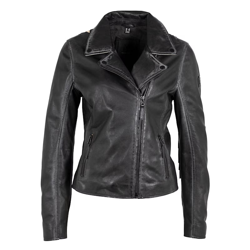 Crissy Star & Fringe Detail Leather Jacket, Black