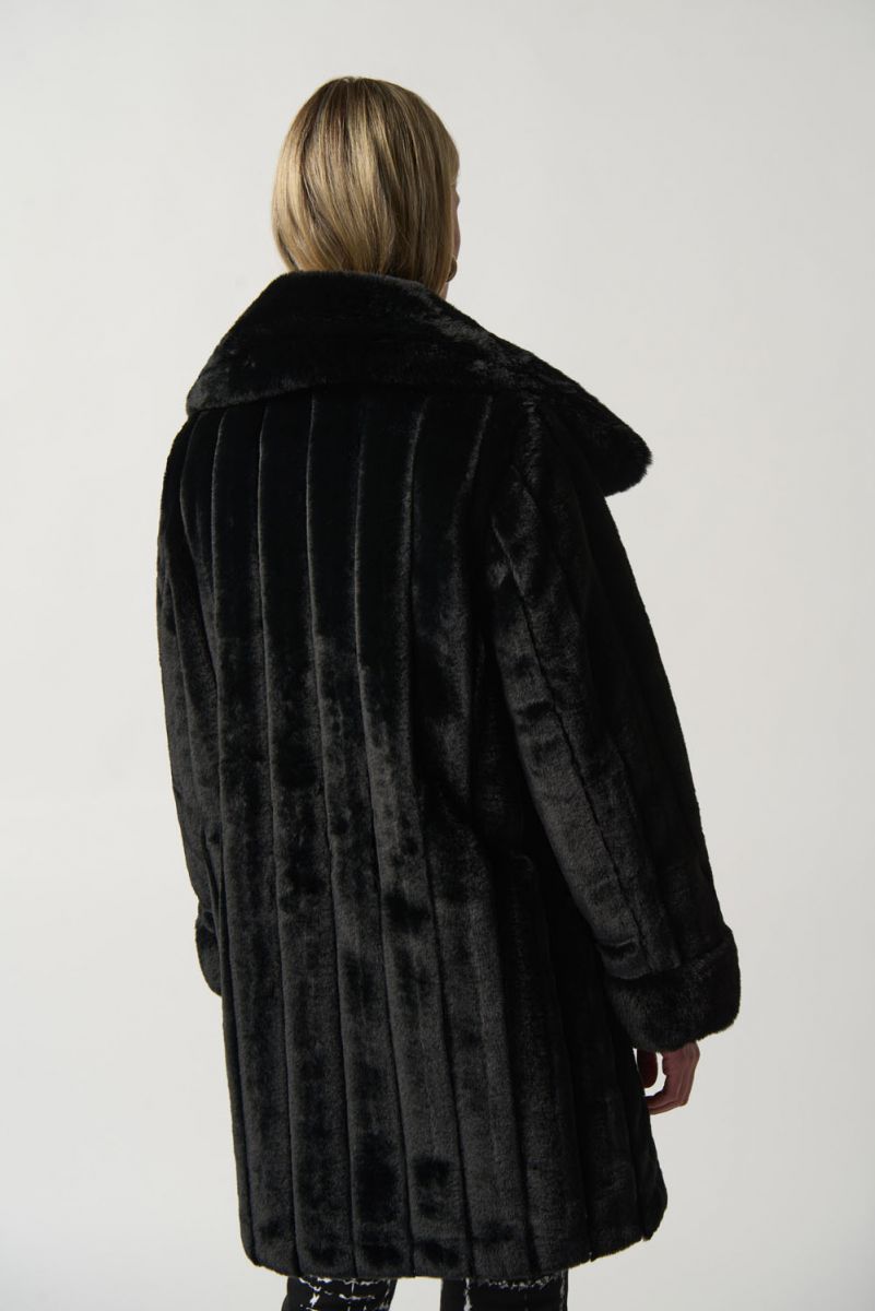 Joseph Ribkoff Faux Fur Reversible Black Puffer Coat