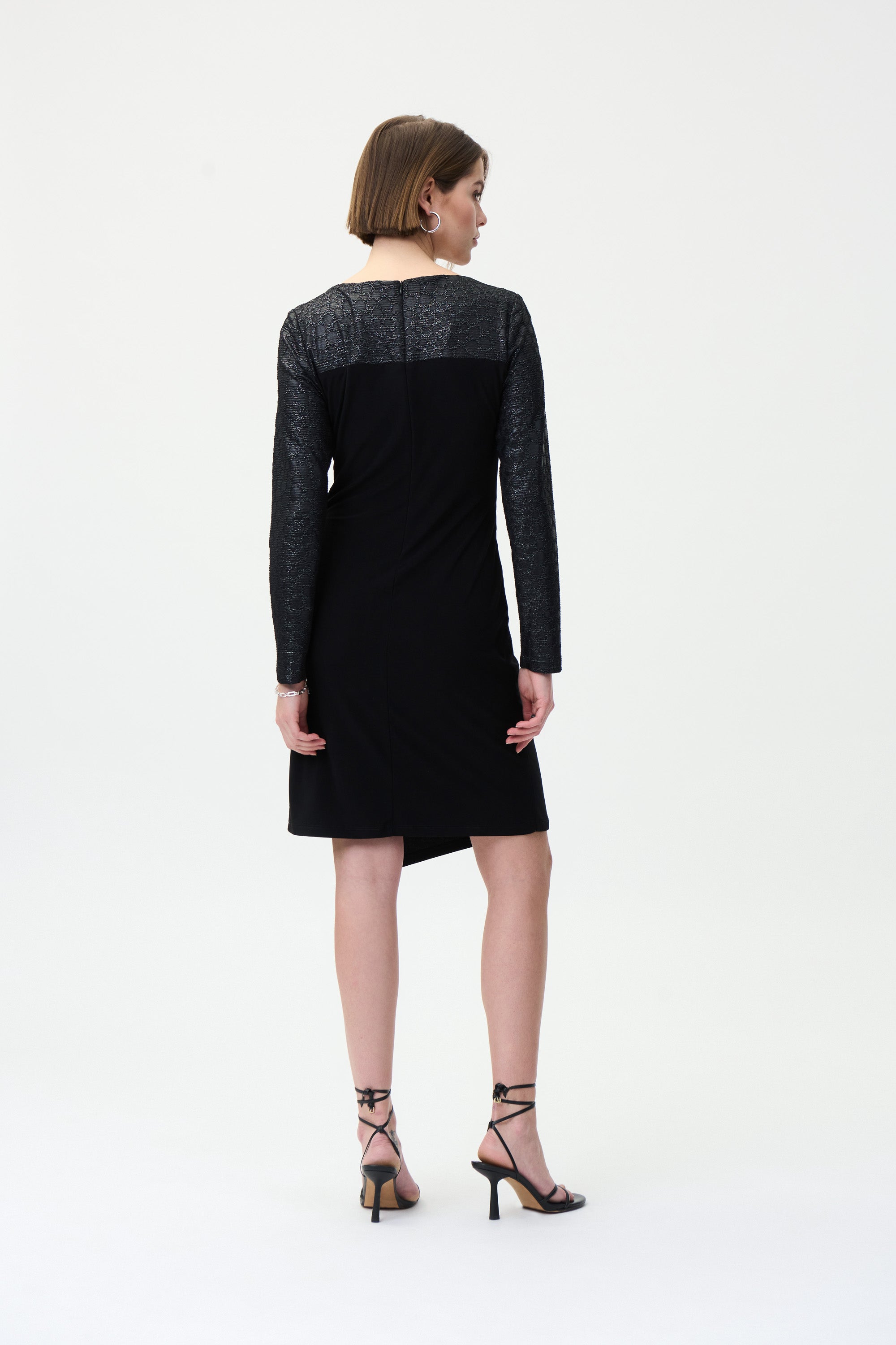 Joseph Ribkoff Ruched Detail Black Dress