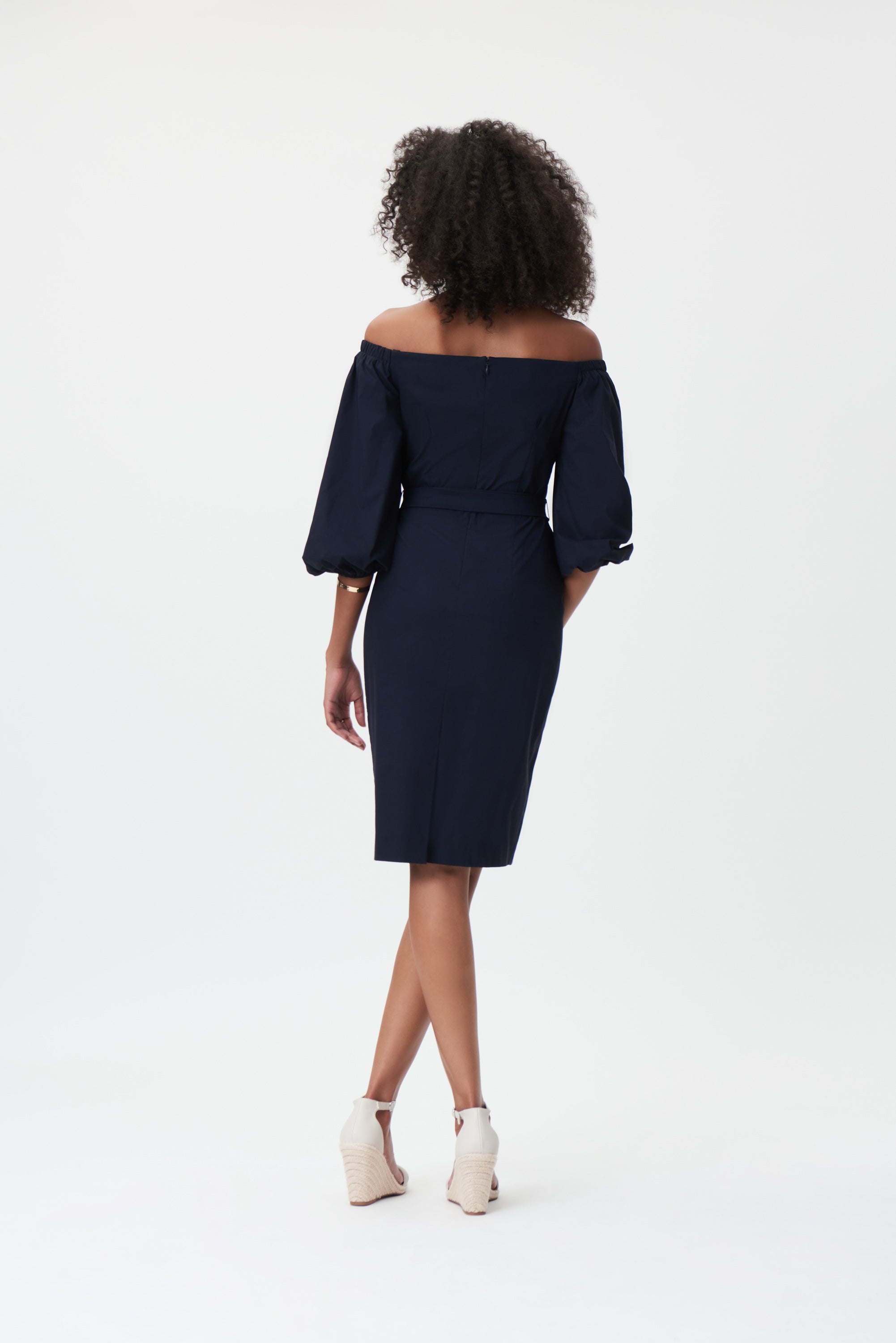 Joseph Ribkoff Puff Sleeve Dress in Midnight Blue